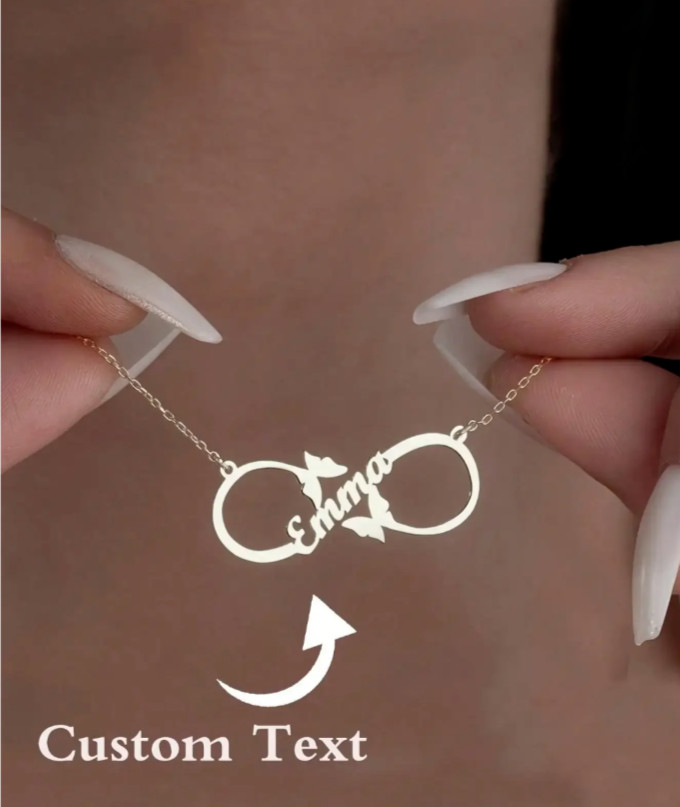 Personalized Name Double Butterfly Necklace Charm Pendant Wedding Jewelry Gift