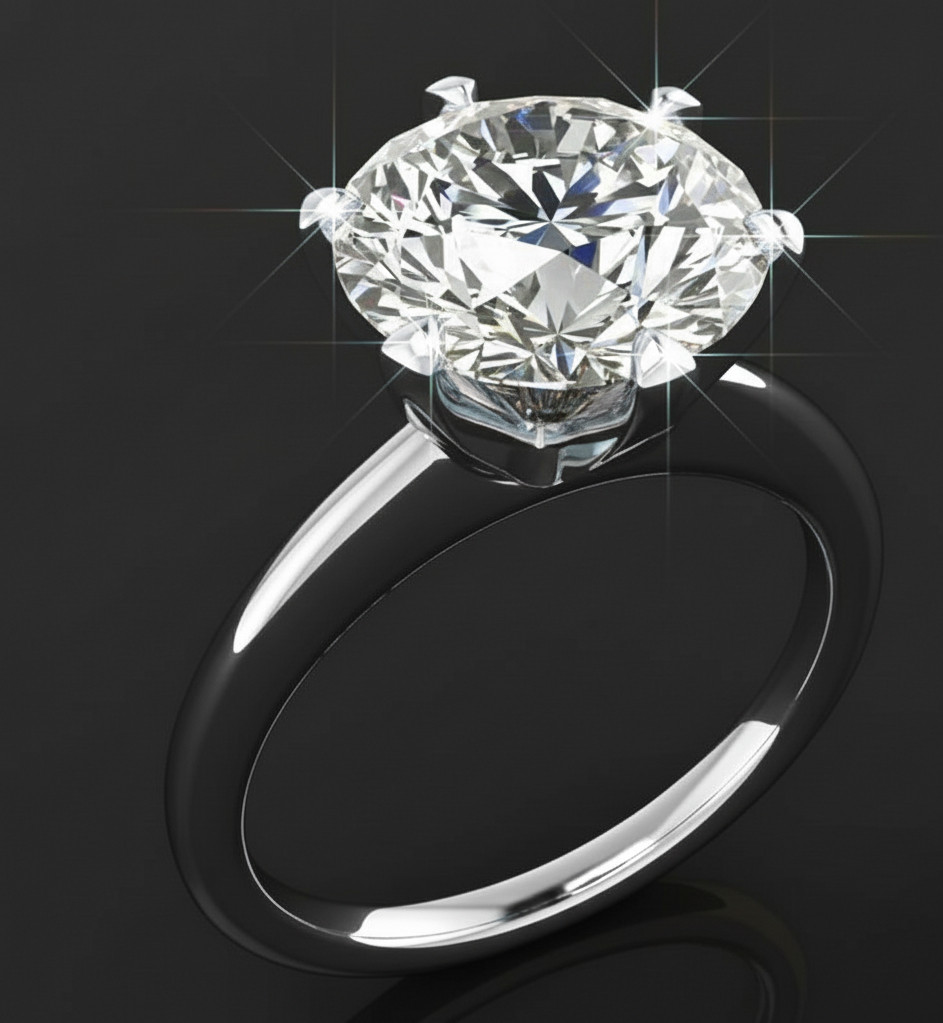 5.00 Ct Certified Round Shape Natural White Diamond Ring VVS1 White Gold Finish