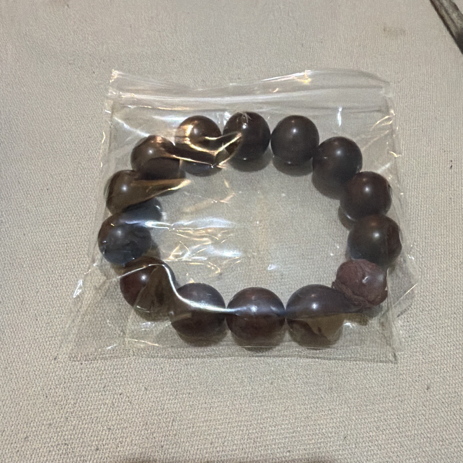 Brown Beaded Stretch Bracelet Round Brown Stones in Decorative Gift Box