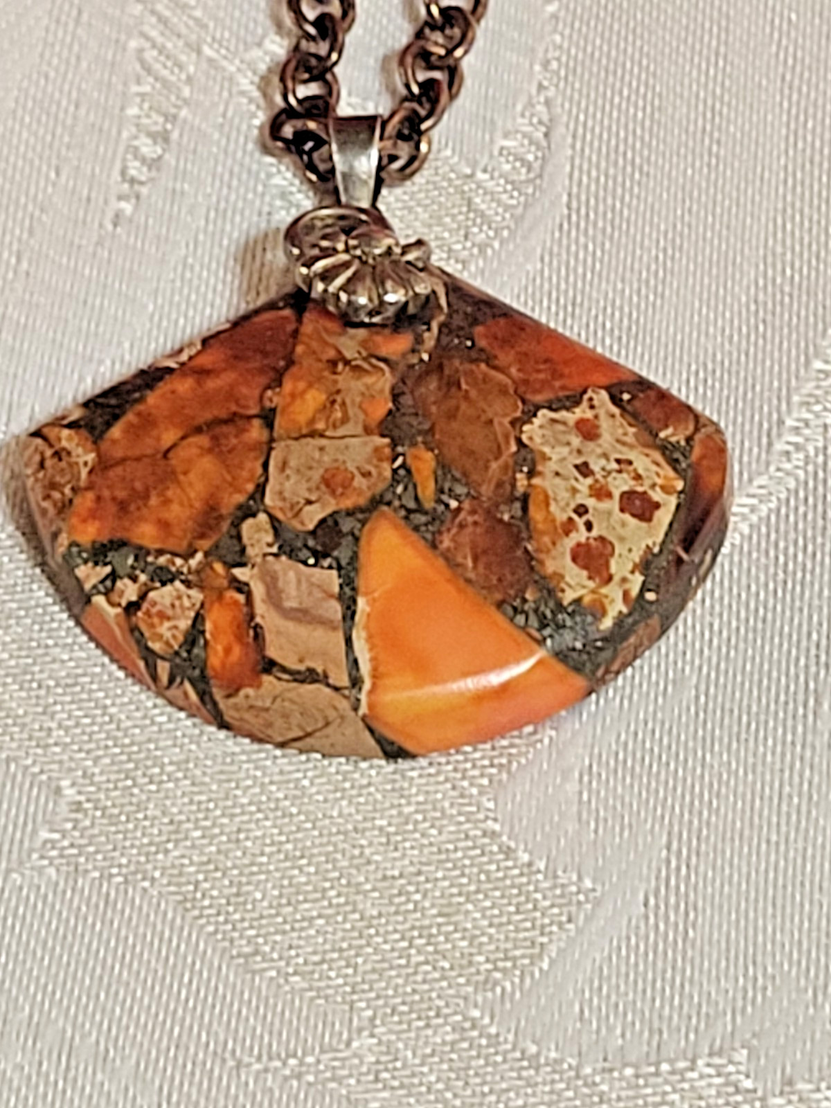 Maligano Jasper Pendant on Copper Chain Necklace 25″ with 3″ Extension