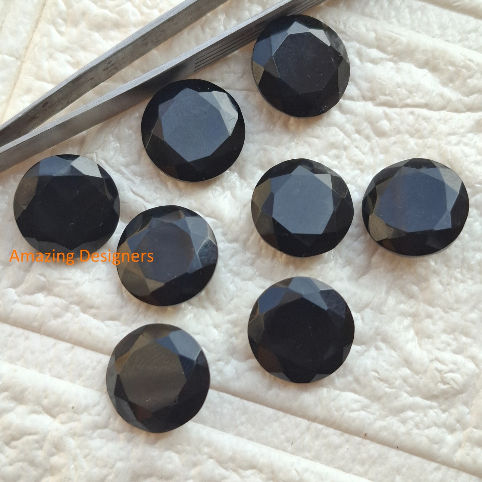 Natural Black Onyx Round Faceted Cut 5mm to 20mm Loose Gemstone