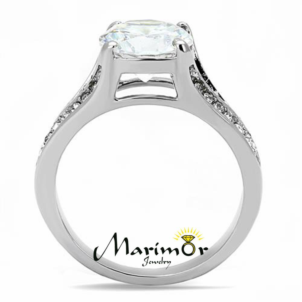Women’s 3.17 Ct Round Cut Zirconia Stainless Steel Engagement Ring Size 5-10