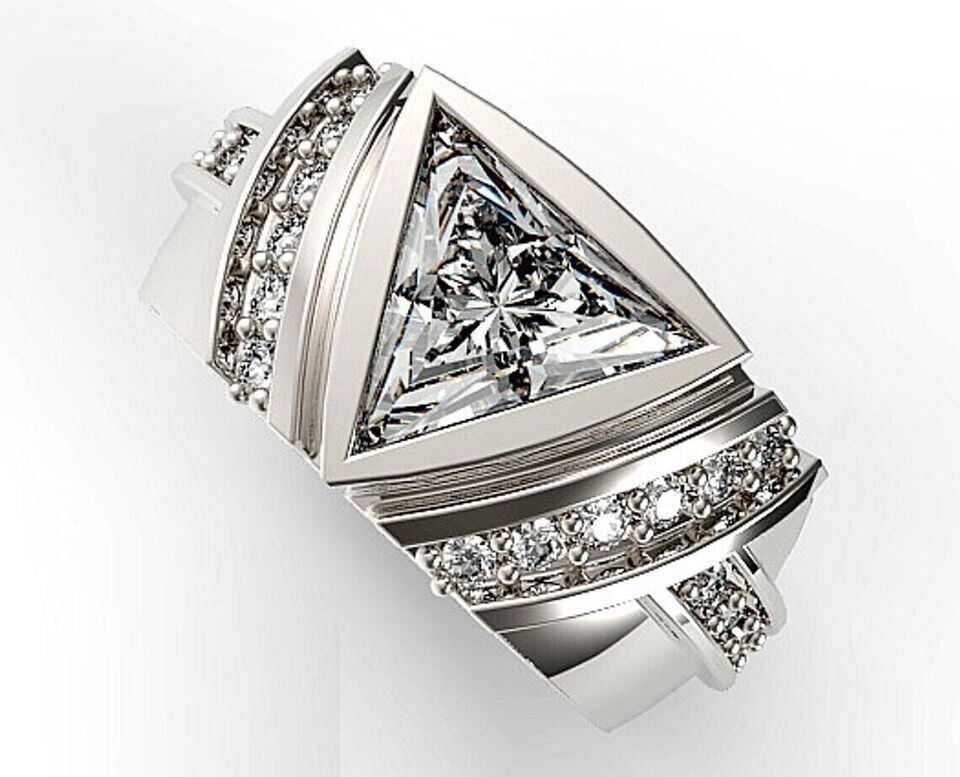 2.00 CT Trillion Cut Lab Created Diamond Engagement Ring 14k White Gold Plated