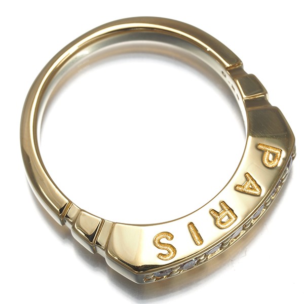 Auth CELINE Ring Diamond 0.28ct Side Logo US6-6.25 18K 750 Yellow Gold