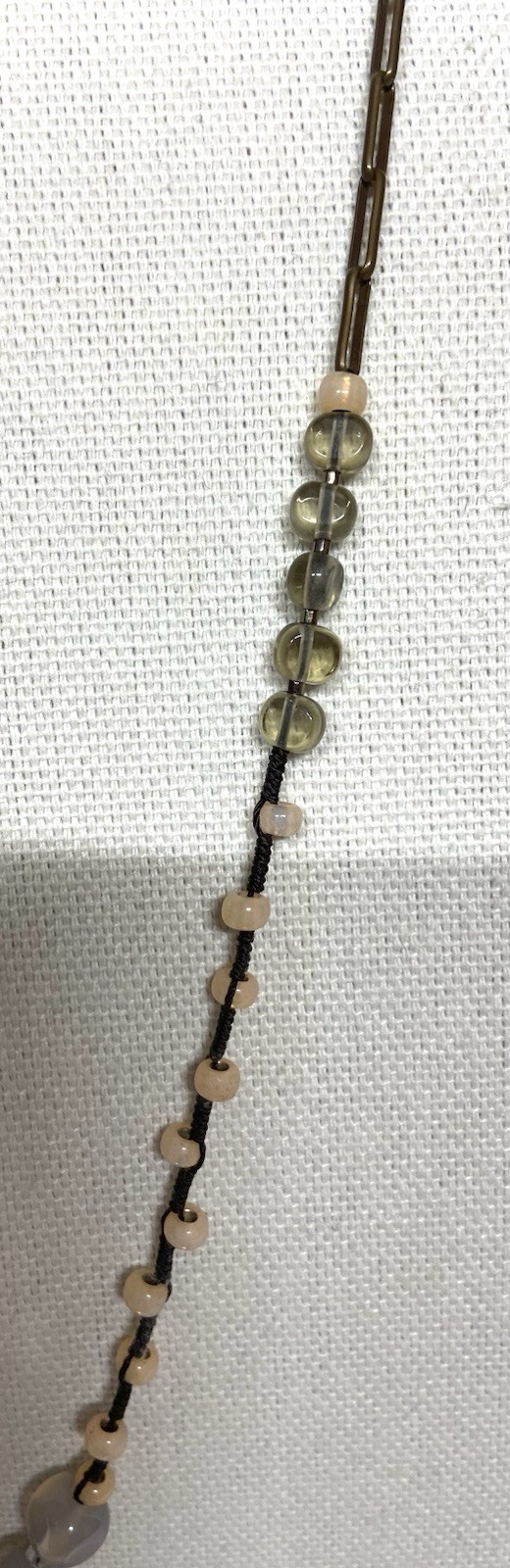 Vintage Multi Media Bead Necklace Extra Long 50”-metal, glass, stone, pearl