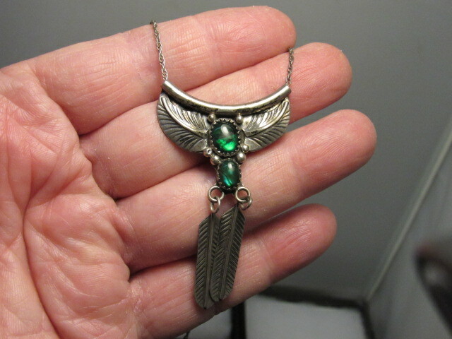 native American Sterling Silver Sharon Cisco Pendant Feather