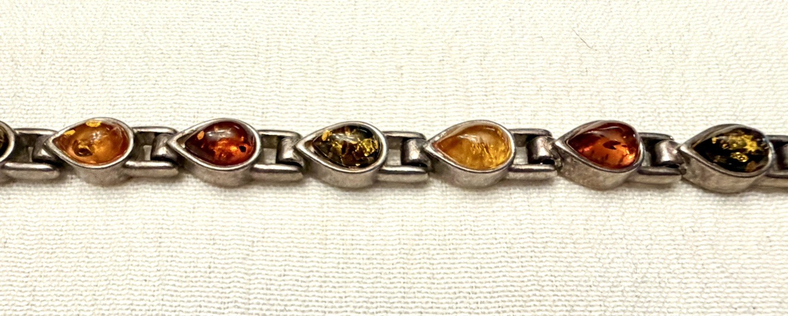 925 Sterling Silver Amber gemstones Bracelet shades of Amber Yellow Orange Brown