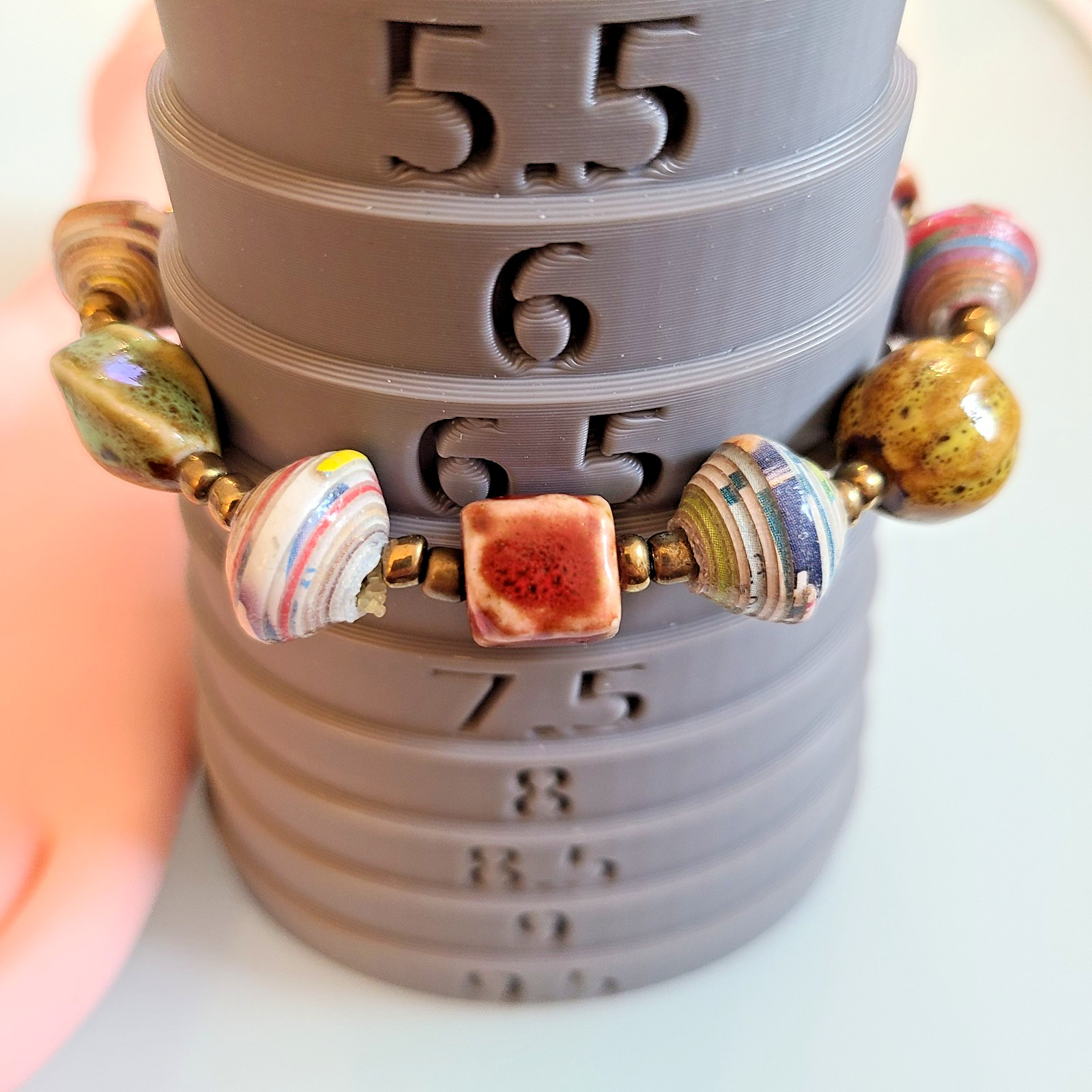 Artisan Mixed-Media Stretch Bracelet MULTICOLORS RED BLUE BROWN YELLOW