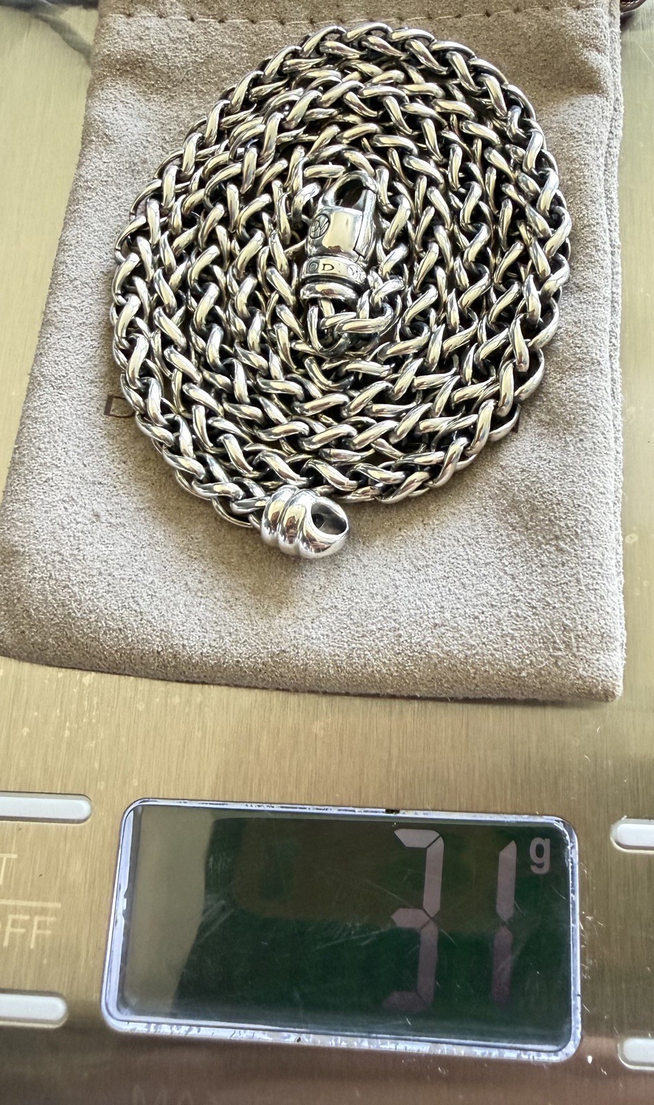 David Yurman Wheat Chain Necklace in Sterling Silver – 4mm – 22″ – FREE SHIP