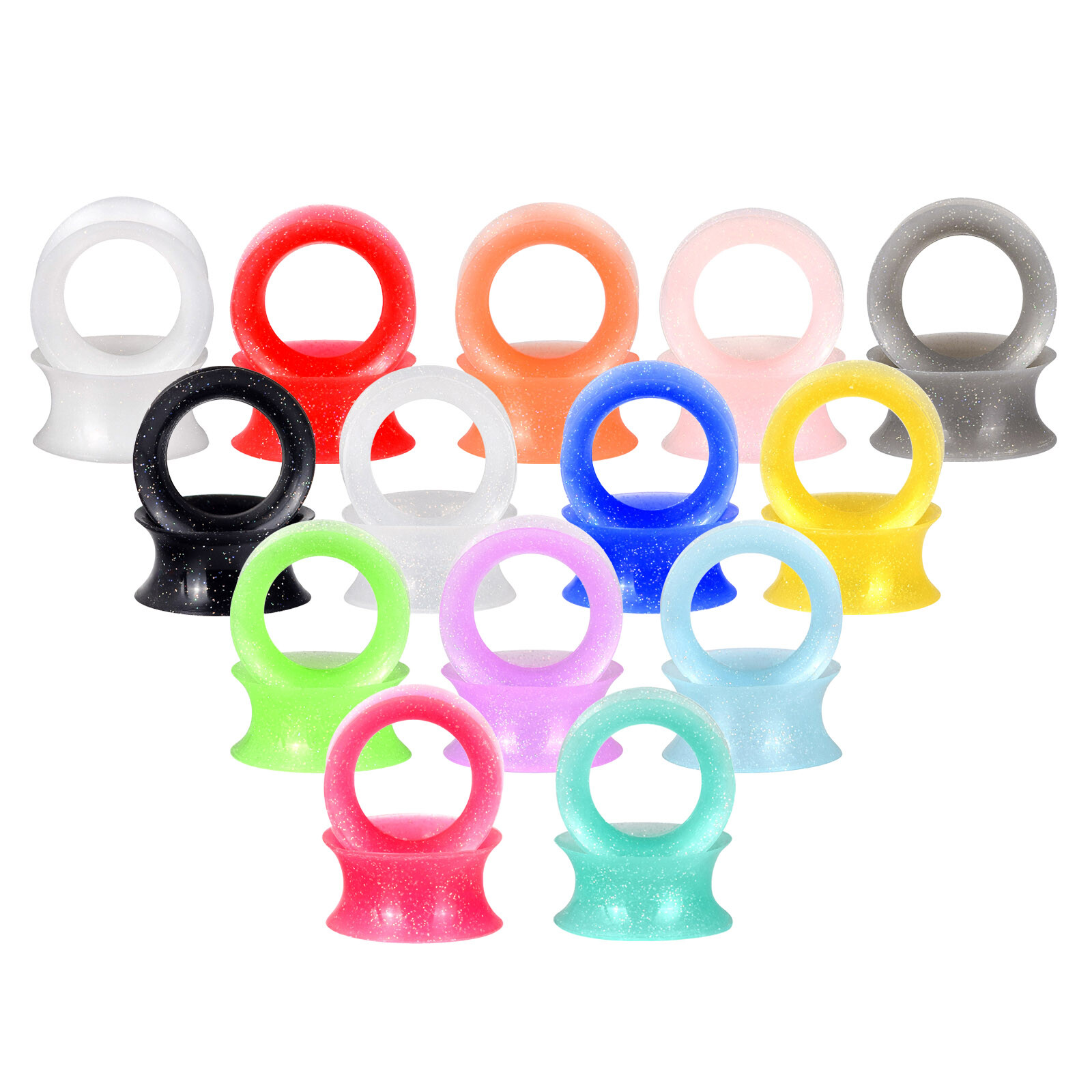 20PCS Random Silicone Ear Plugs Gauges Tunnels Expander Body Piercing Kit 8g-1″
