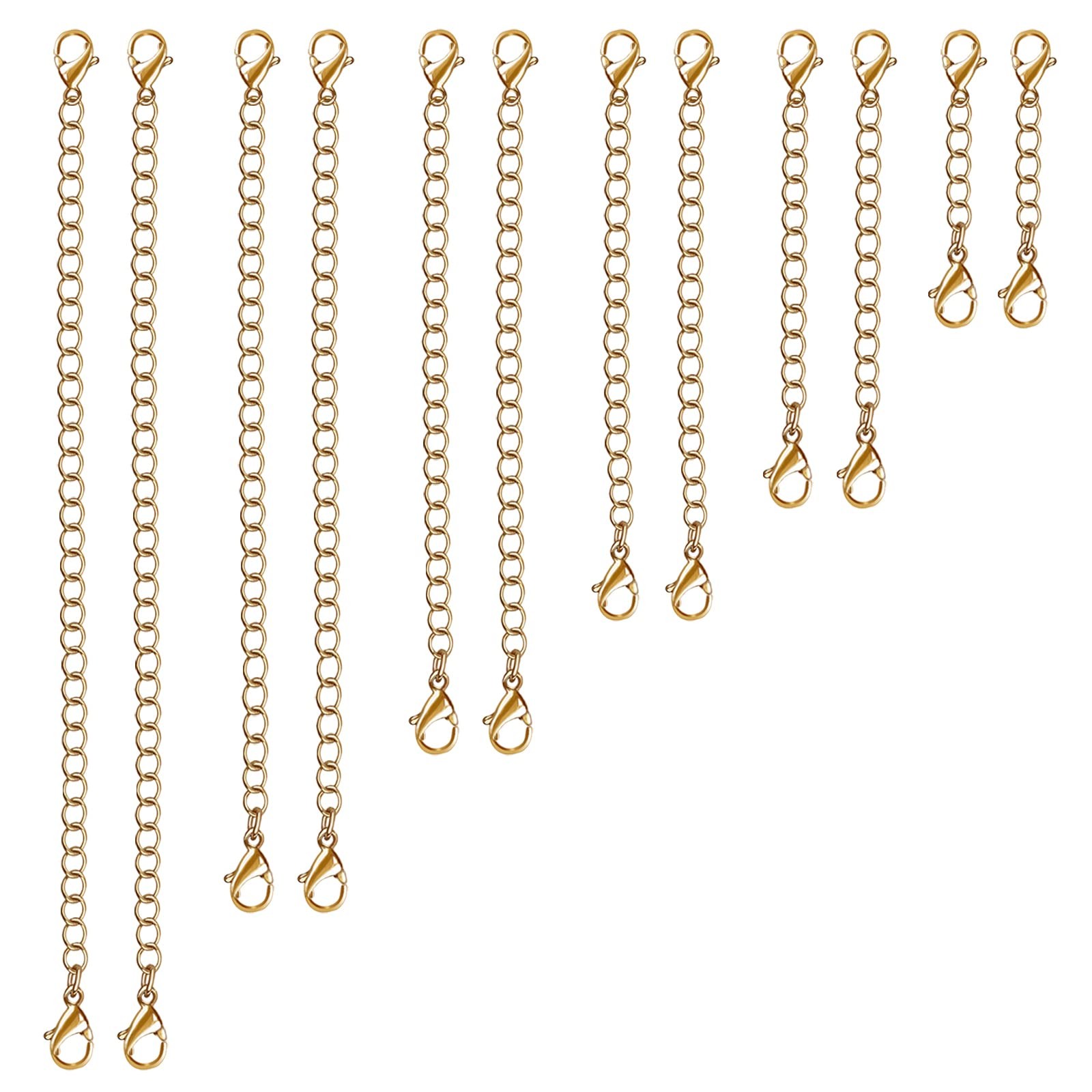 12 PCS Necklace Extenders Stainless Steel Necklace Extension Chain for Jewel…