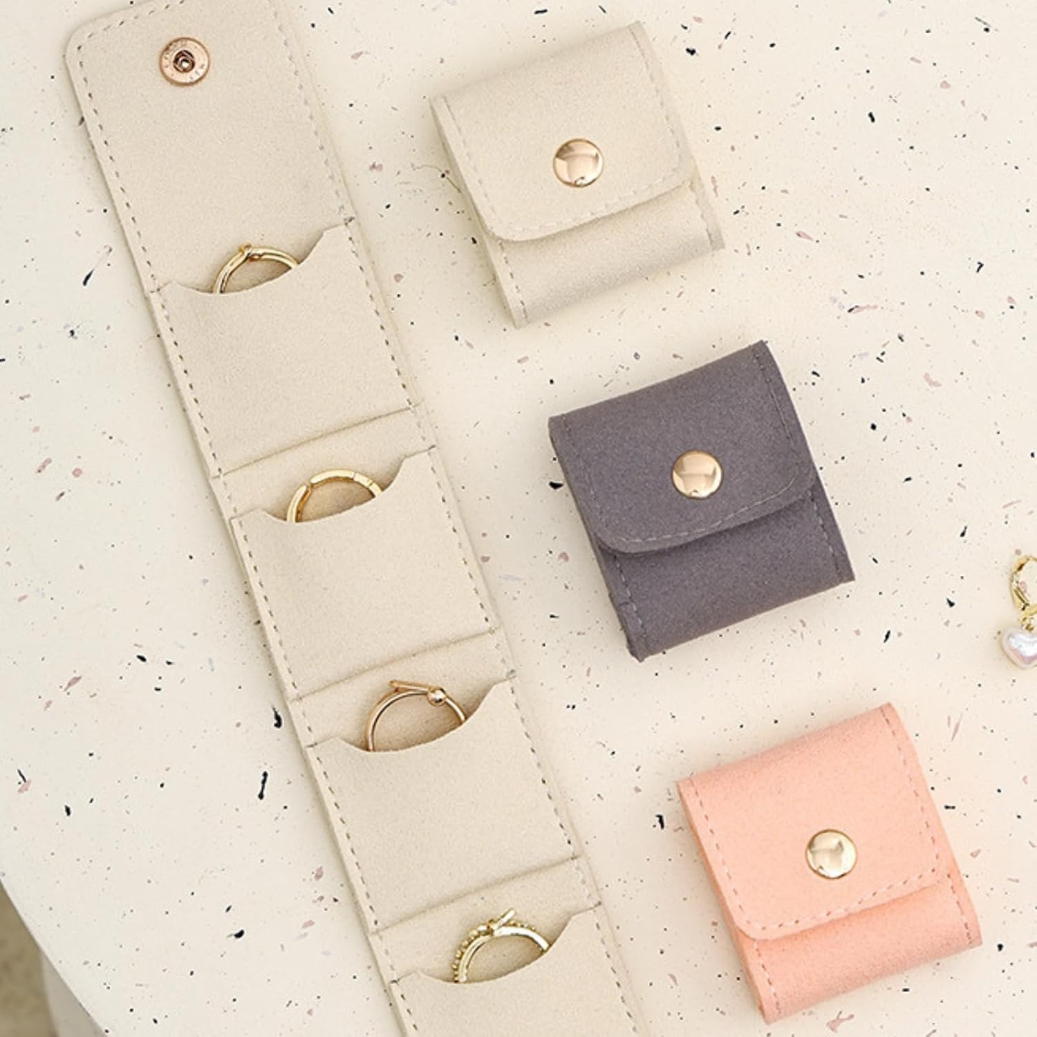 Mini Travel Jewelry Bag Velvet Lined Foldable Multifunctional Organizer