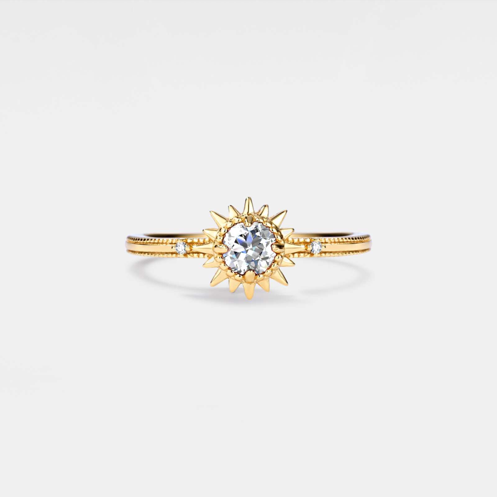 Dainty Gold Sun Stacking Band Ring in 925 Sterling Silver