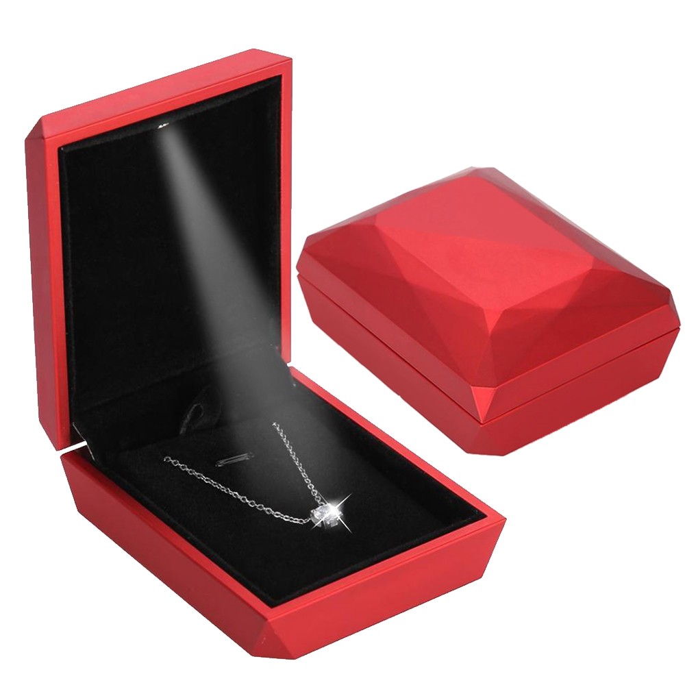 1/5/10x Necklace Pendant Box with LED Jewelry Storage Display Case for Wedding