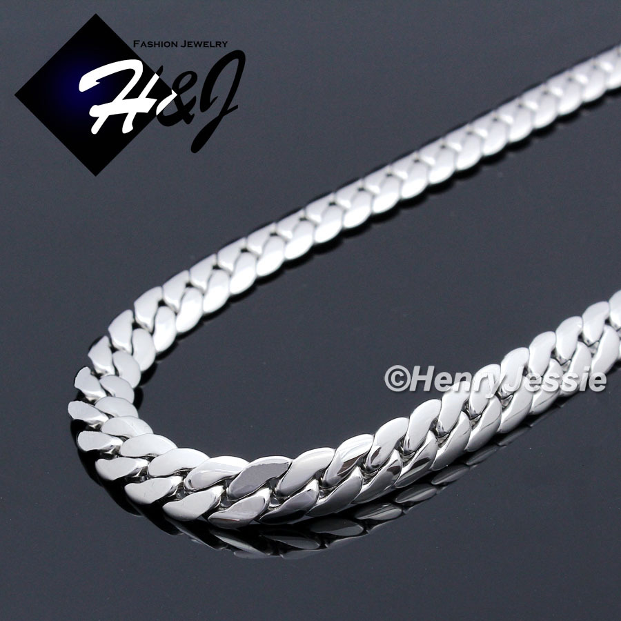 24″MEN Stainless Steel 8mm Silver Miami Cuban Curb Chain Necklace Bracelet*S155