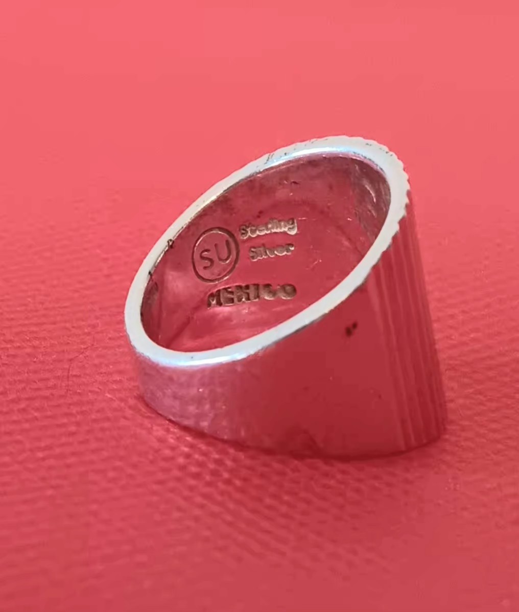 Column Ring 925 Silver Beautiful Good Condition Sz.8