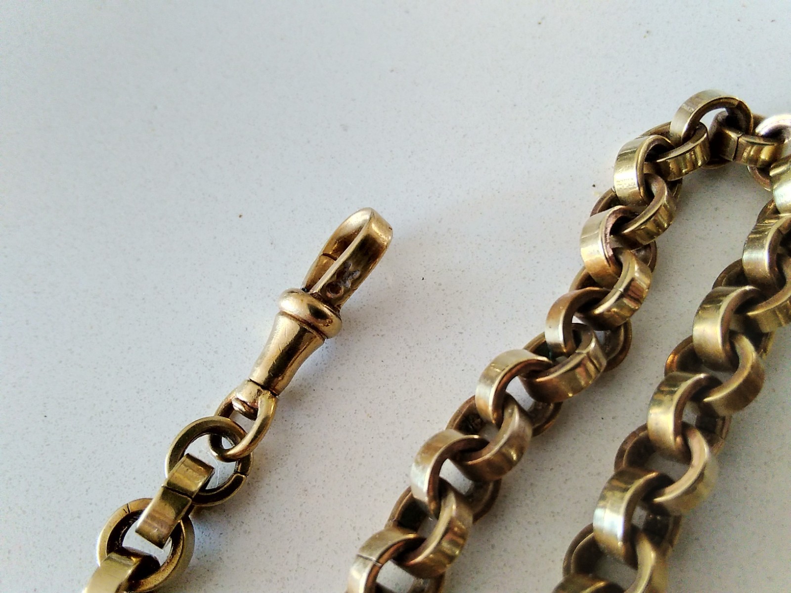 Antique Pocket Watch Chain Belcher Link yellow gold 34g L.B. CANADA