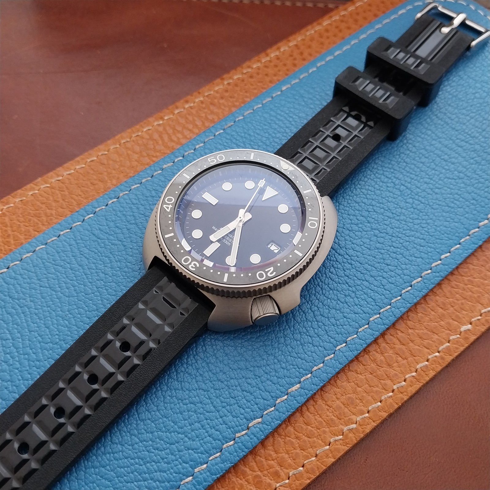 20mm TPU Rubber Black 6105 Willard Chocolate Bar Divers Watch Strap