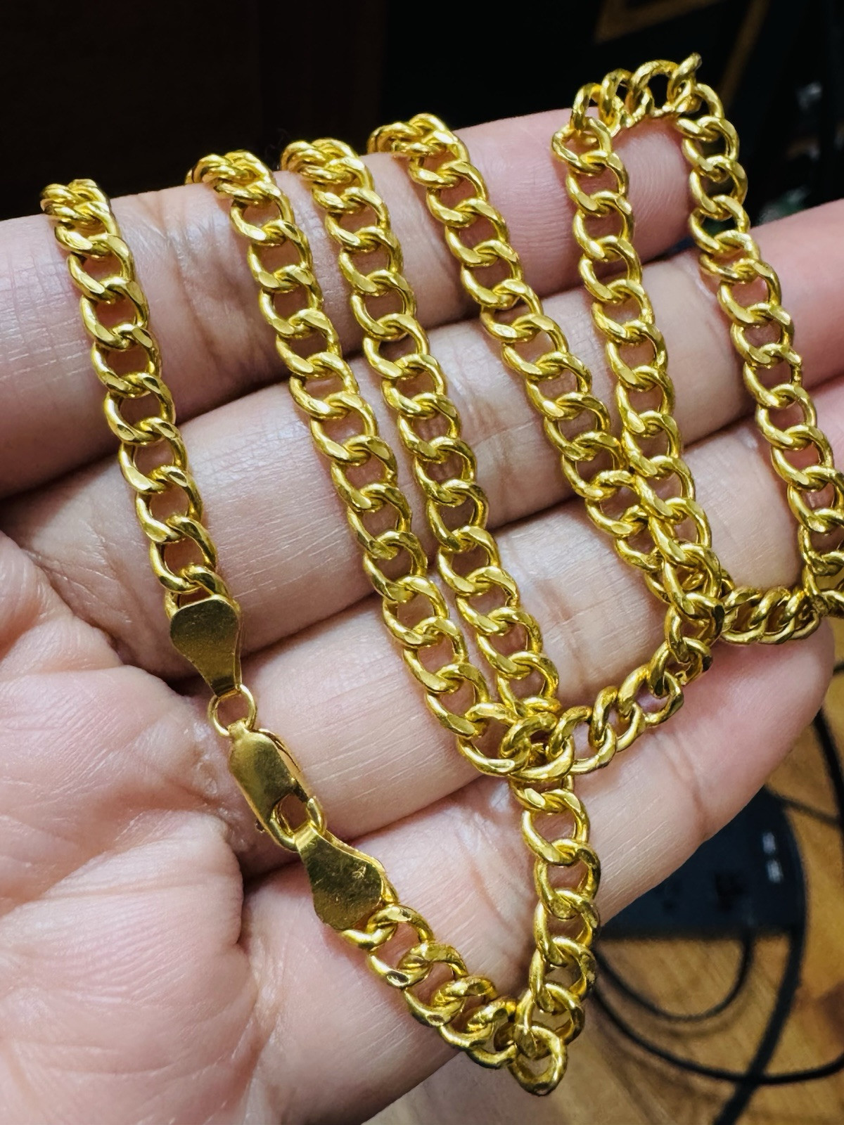 New 22K 916 Fine Real Gold 18”/18.5 inches Curb Necklace 11.9g 5mm Womens