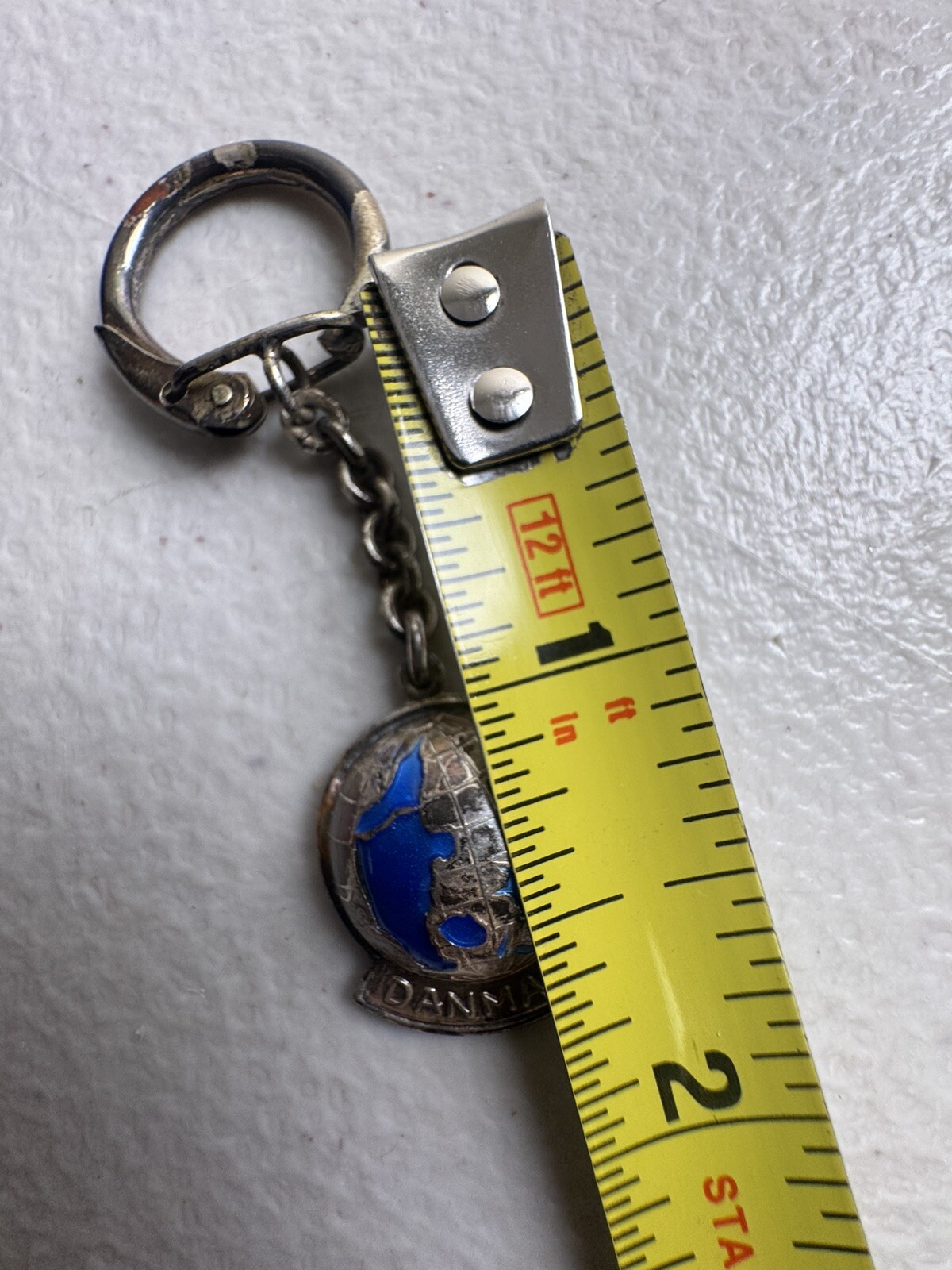 Vintage Sterling ELO 830S Silver Vintage Globe Pendant On Keychain Denmark