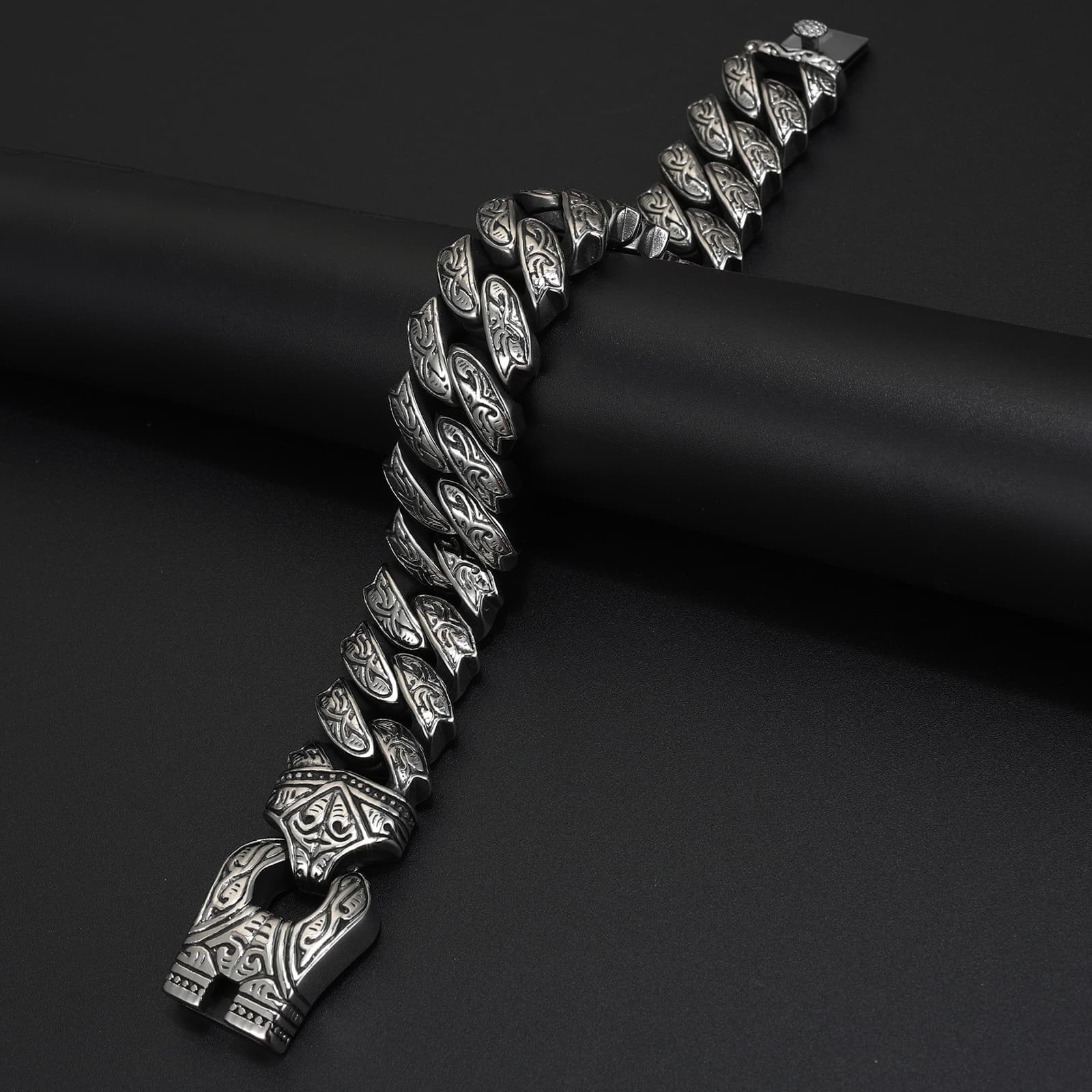 Men Viking Norse Symbols Tribal Medieval Warrior Heavy Stainless Steel Bracelet