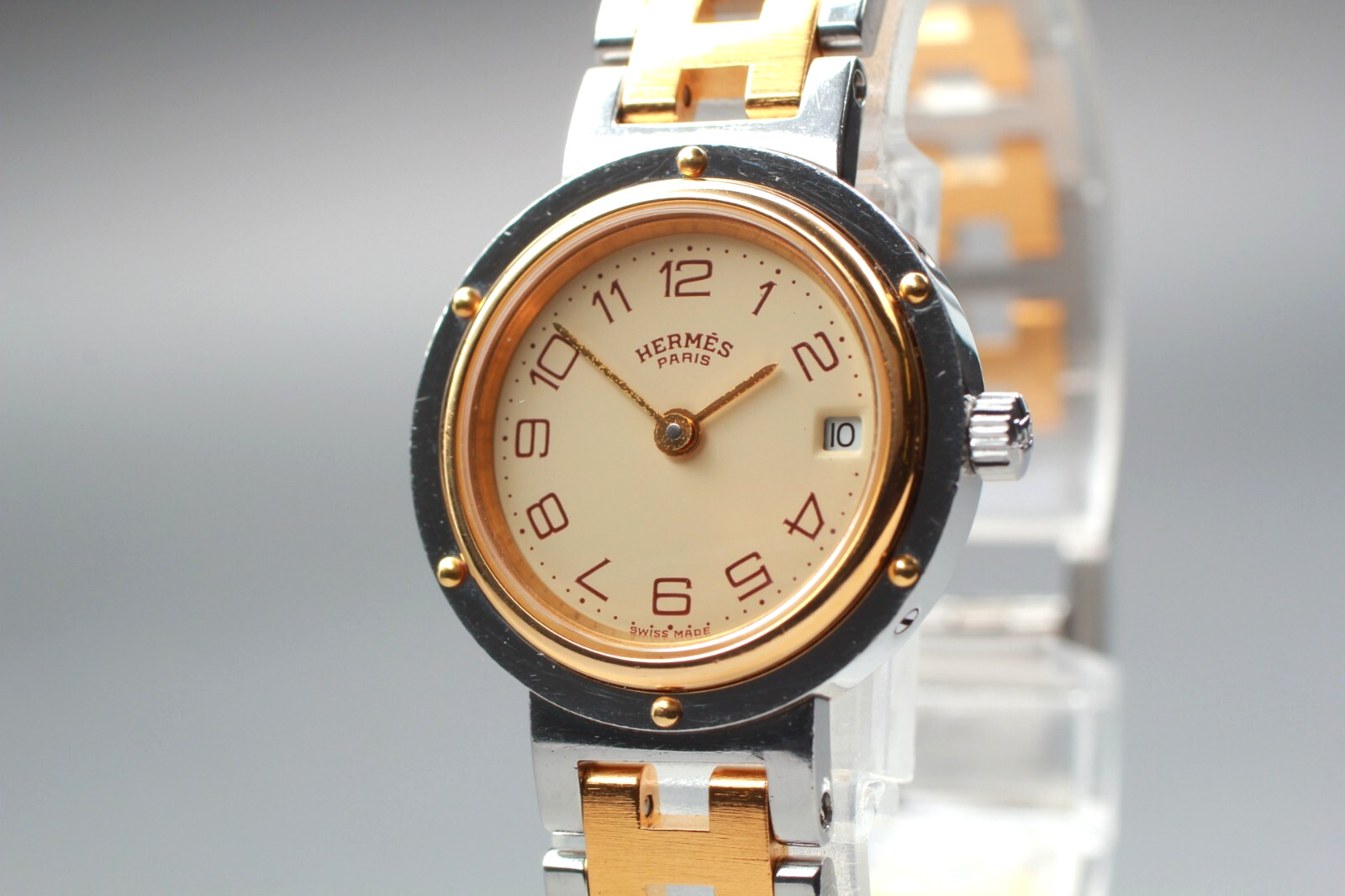 Vintage [NEAR MINT] HERMES Clipper 24mm Swiss made Qz Womens Watch From JAPAN