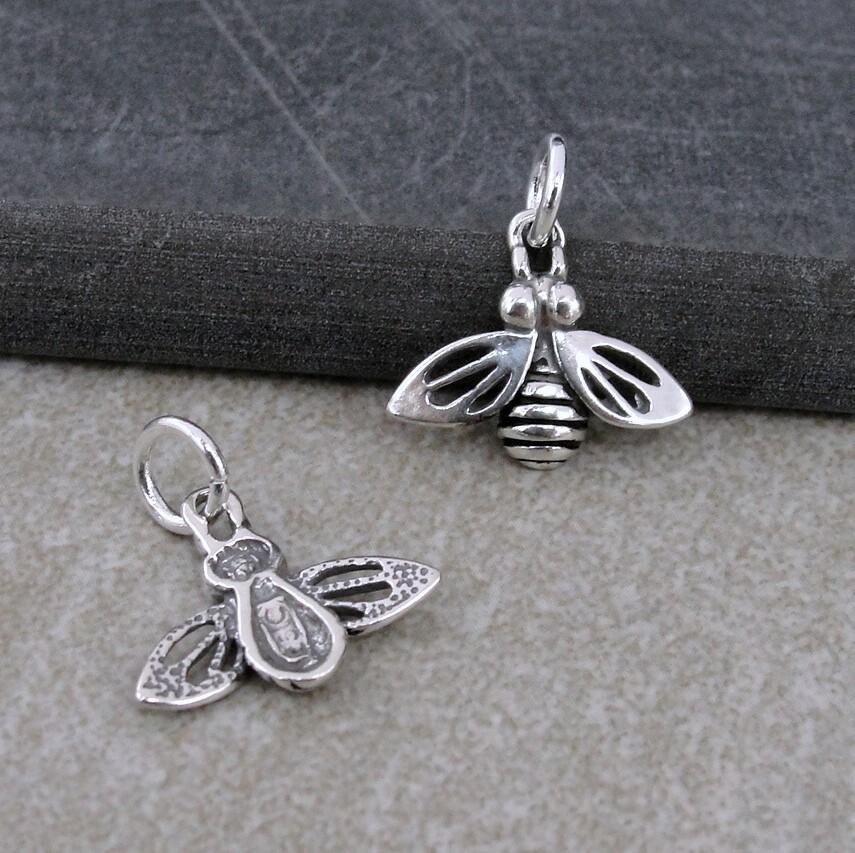 925 Sterling Silver Honey Bee Charm – Bumble Bee Charm – Insect Charm Jewelry