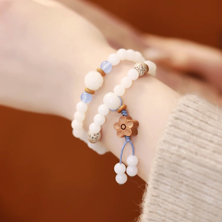 Natural White Jade Bodhi Bracelet Cute New Chinese Jewelry Gift Simplicity