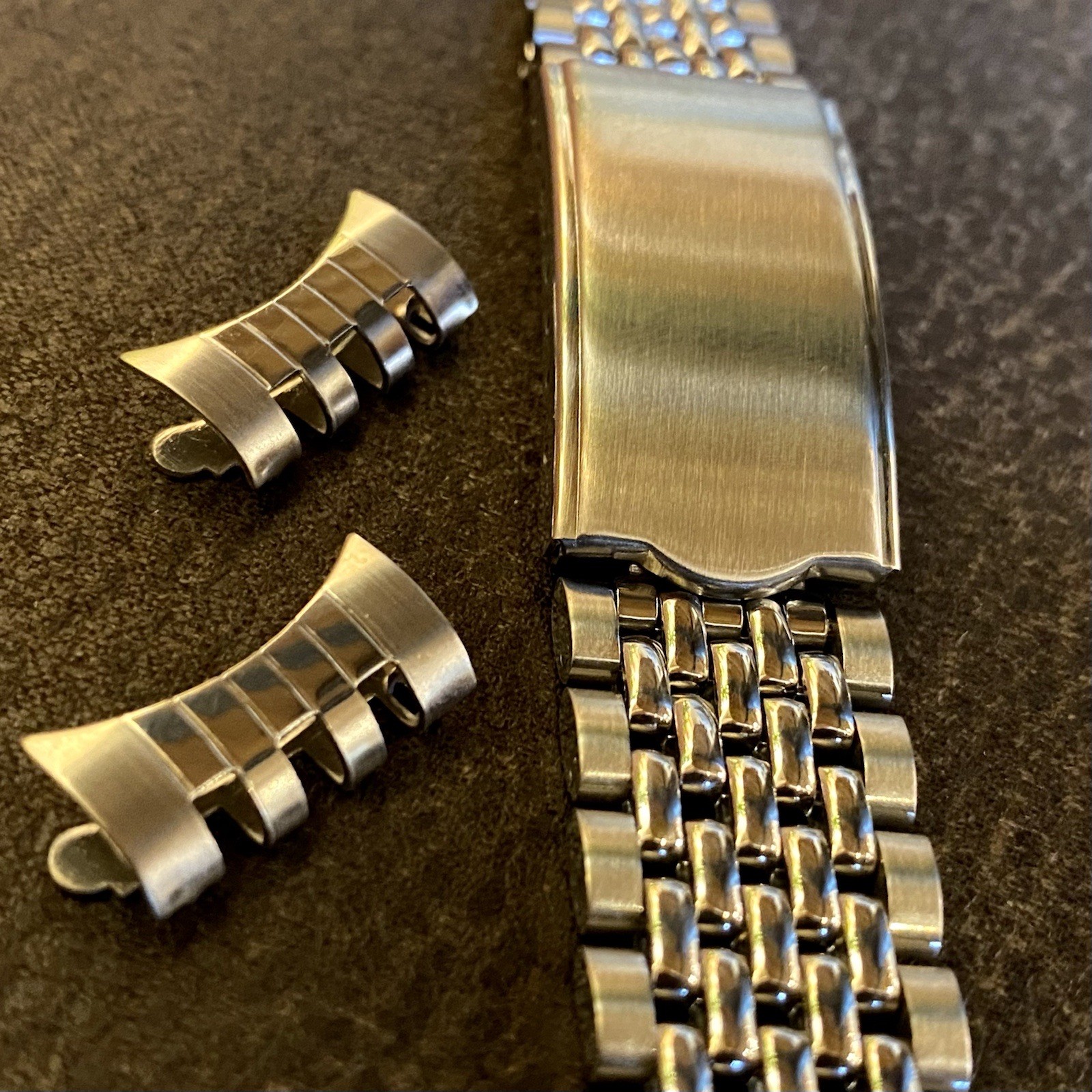 Vintage Style 19mm ROUNDED Beads Of Rice Watch Bracelet Band CLASSIC CLASP FORM