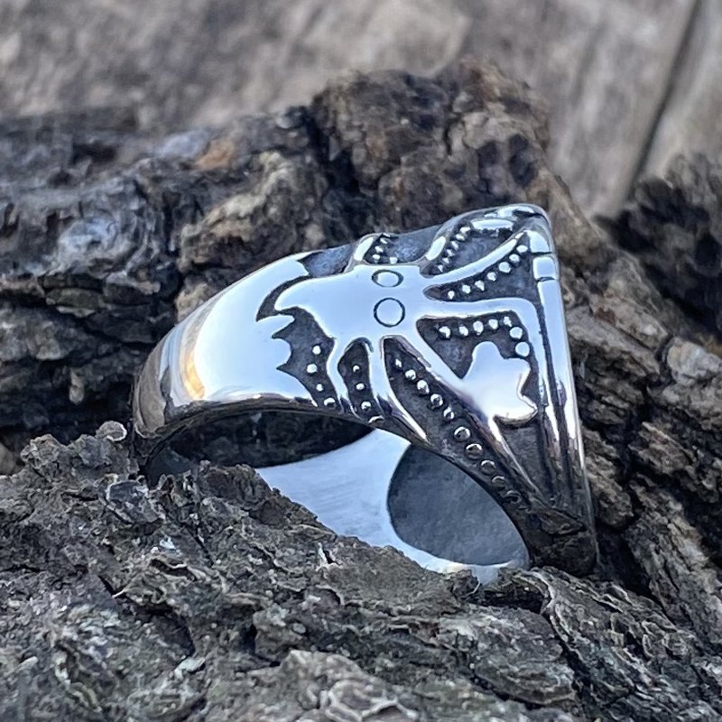 MENDEL Mens Viking Pirate Nautical Ship Octopus Ring Stainless Steel Size 7-15