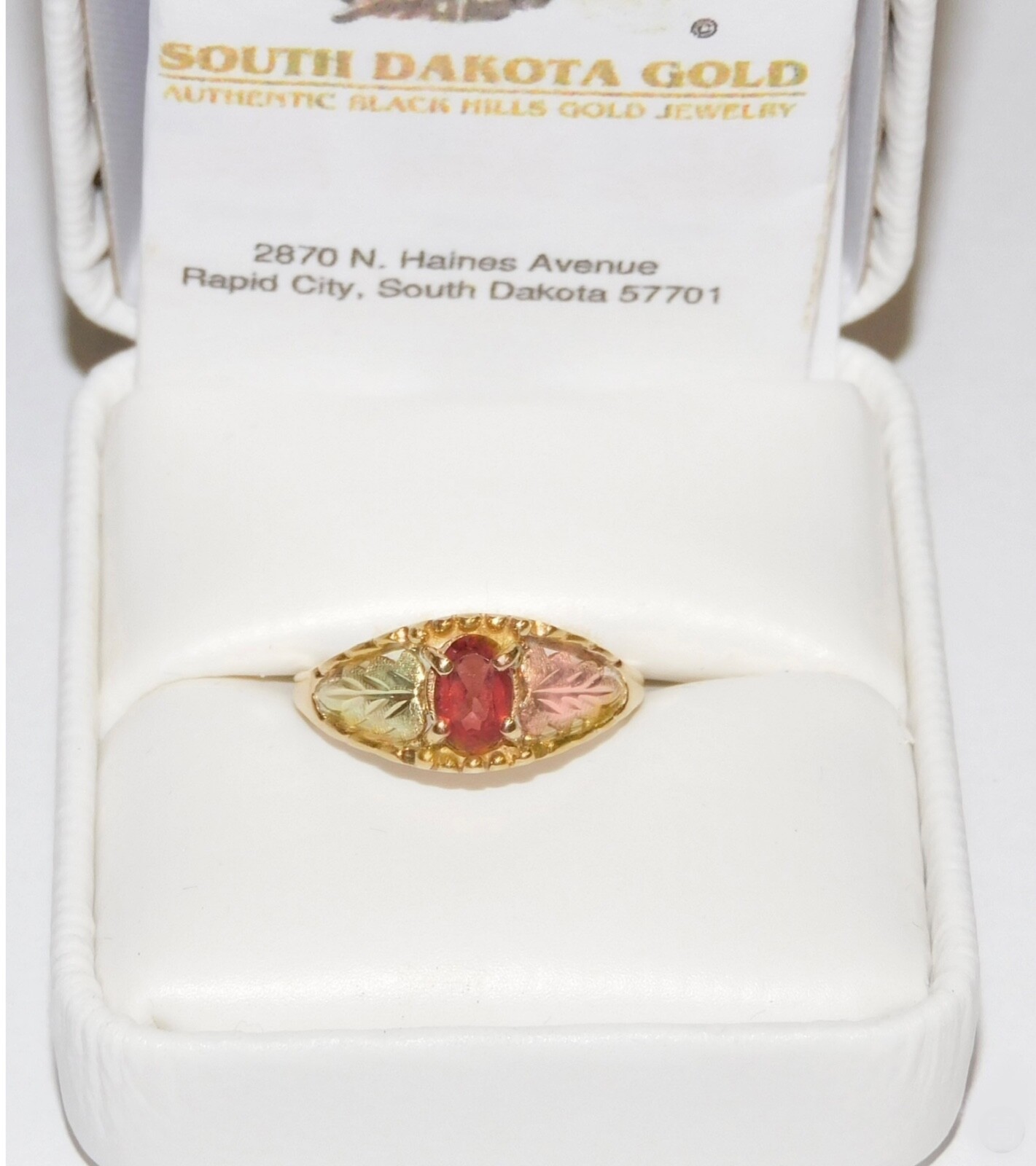 Black Hills Gold 10k Garnet Leaves Ring Size 7 3/4