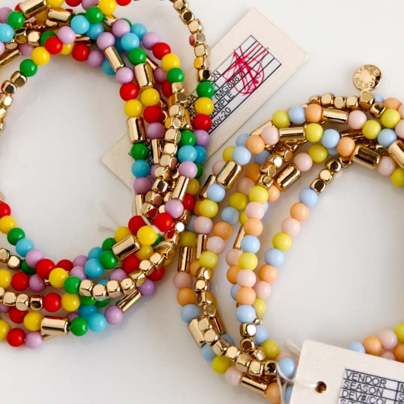 6Pcs Jcrew Resin Bead Stretch Bracelet Chic Women Party Vacation Jewelry 2Colors