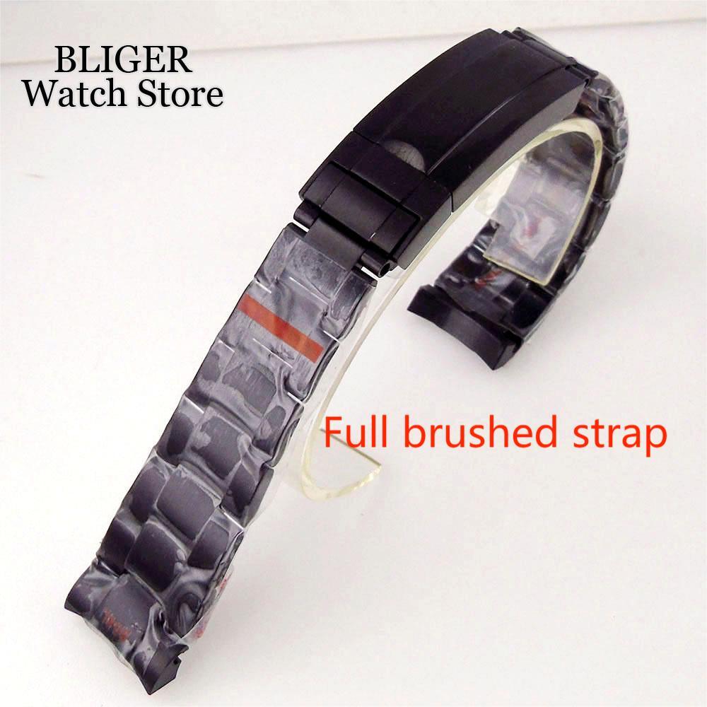 20MM Width Black Gold Brushed/Polished Oyster Strap Bracelet Slide Lock Clasp