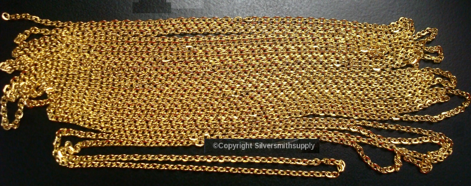 Jewelry chain FINE 12 ft 3x2mm Gold pl flat cable link chain 12 links in PCH064C