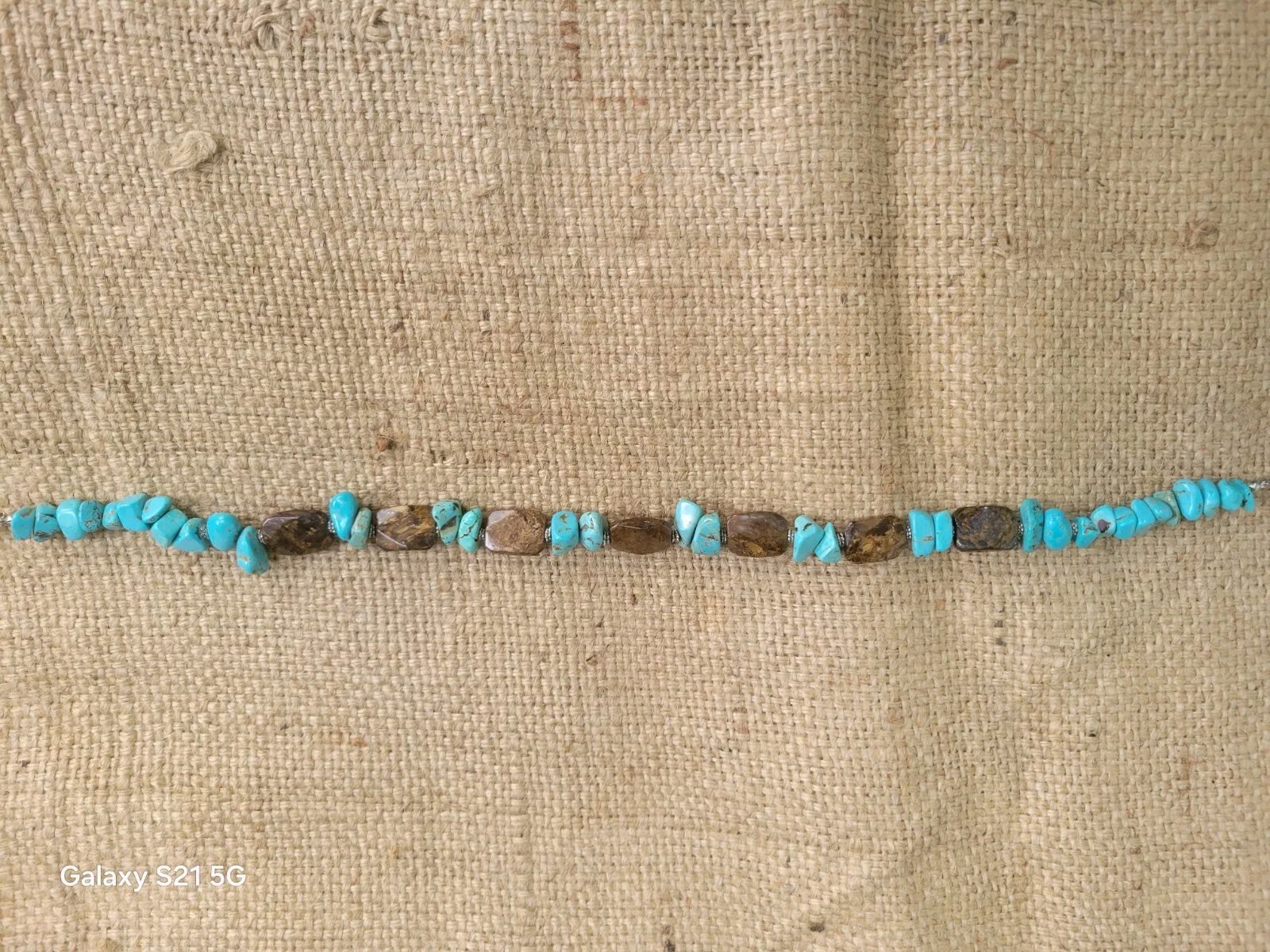 Turquoise-Bronzite Necklace 20″ Long Boho Chic Artisan Made Adjustable OOAK