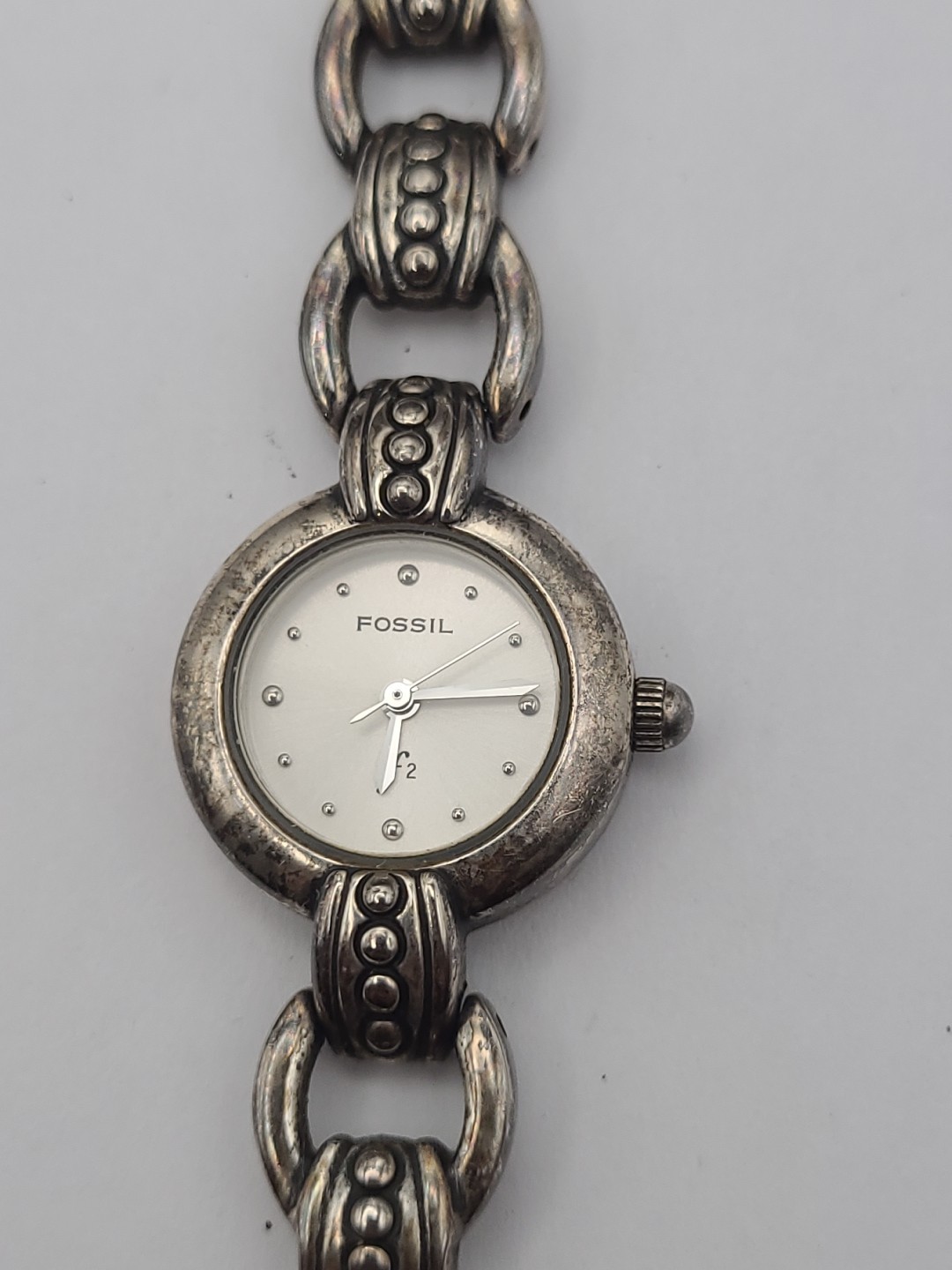 Fossil ES-8932 Silver Tone Metal Band New Battery Working
