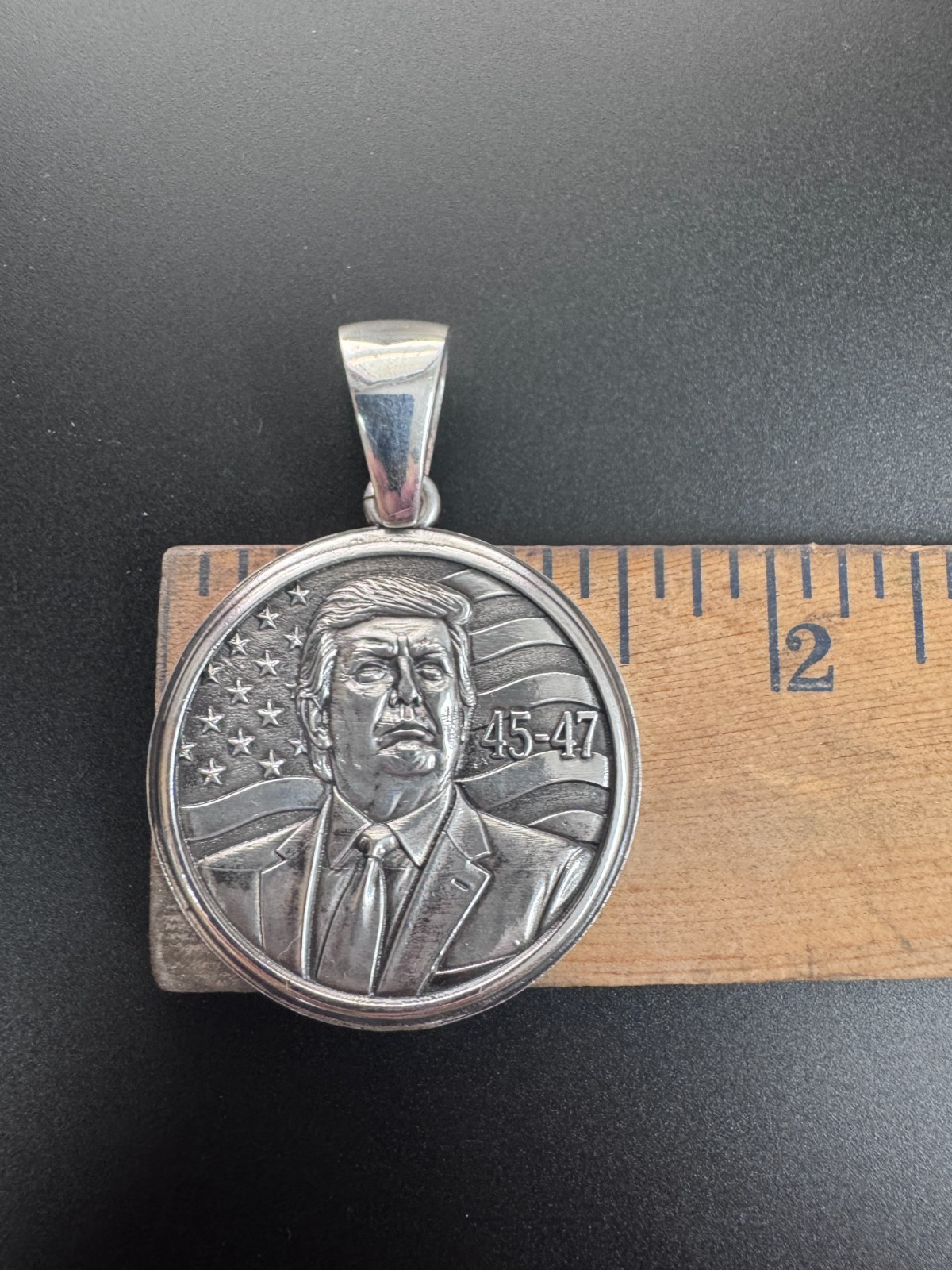 President 45-47 Donald J Trump USA Pendant Sterling Silver 925
