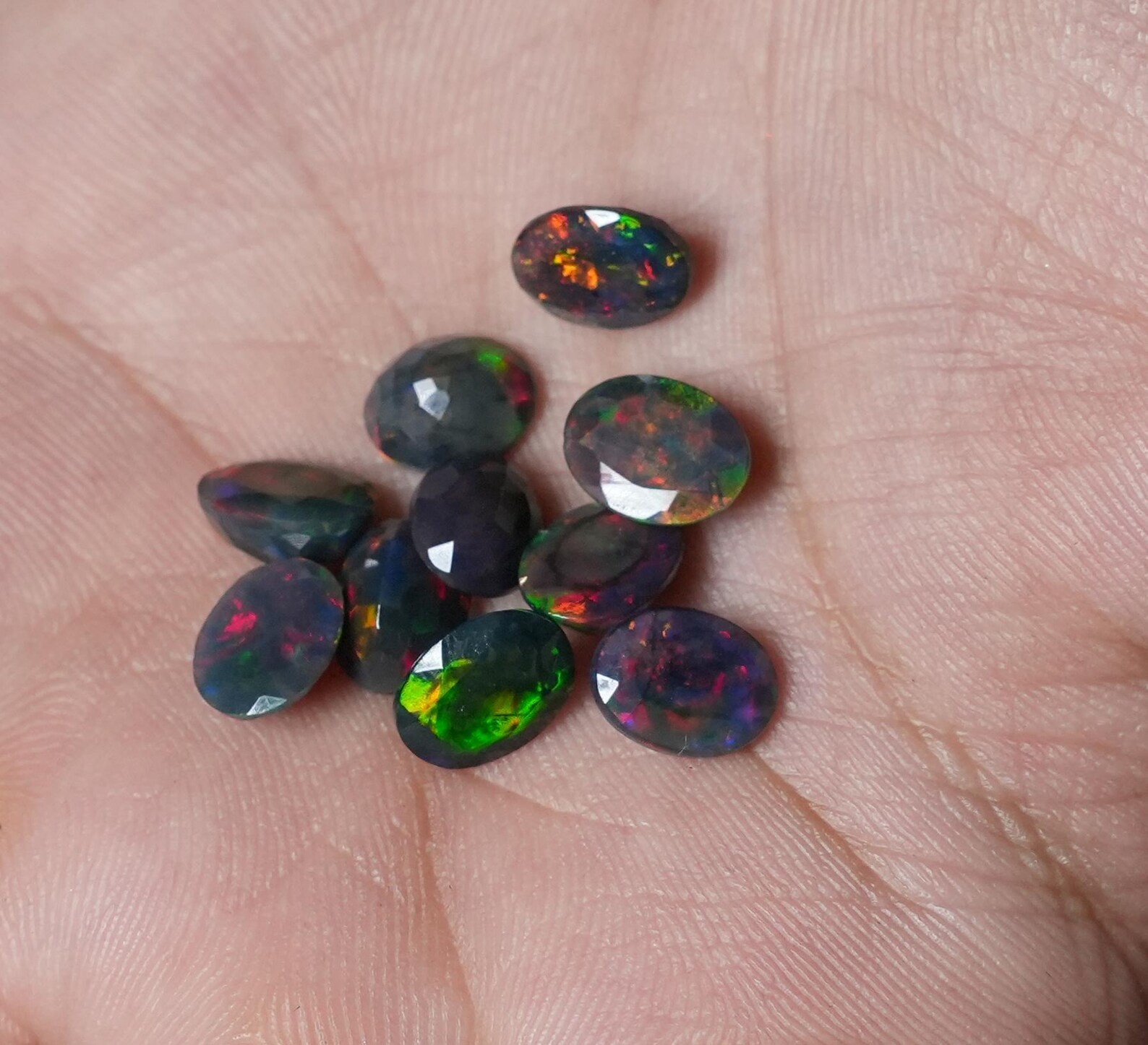 Natural Black Ethopian Opal Oval Faceted Cut 3x5mm To 8x10mm Loose Gemstone