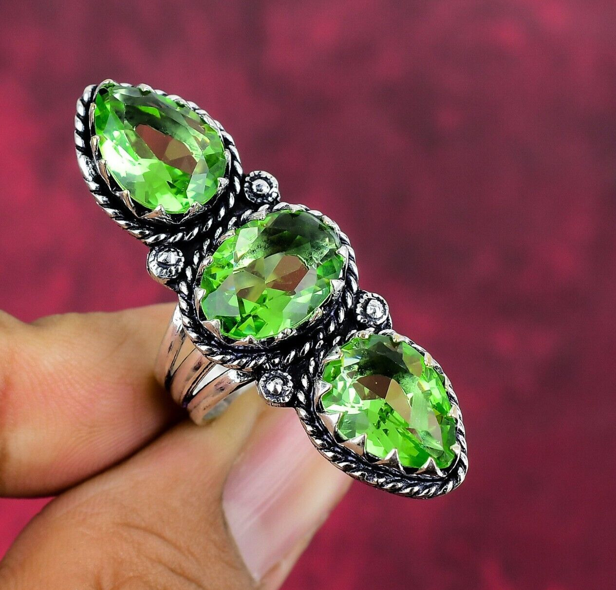 Peridot Gemstone Handmade 925 Sterling Silver Ring Jewelry