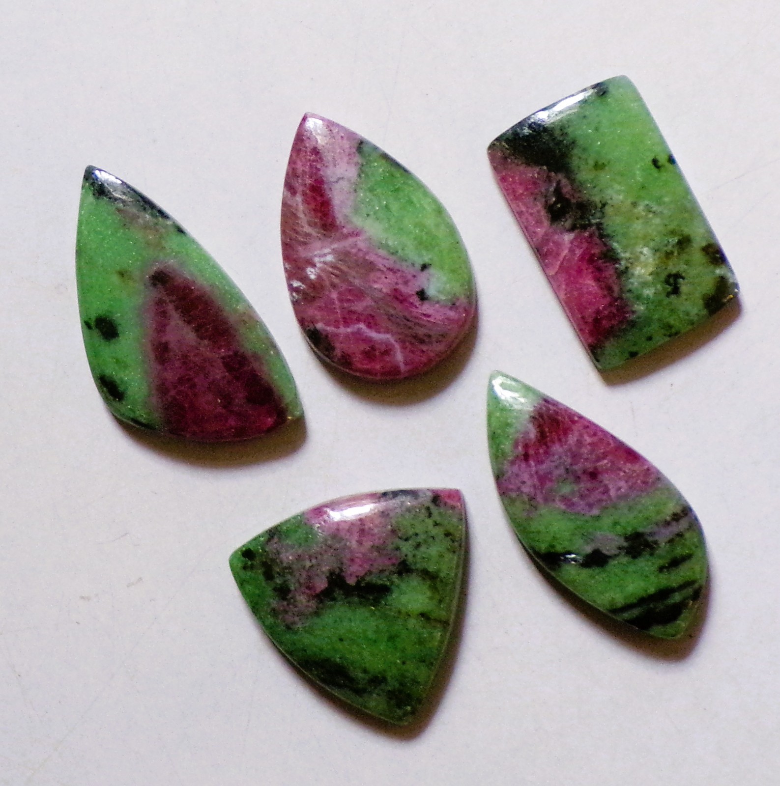 93.25 Cts Natural Ruby Zoisite 05 Pcs Lot Loose Cabochon Gemstone 02