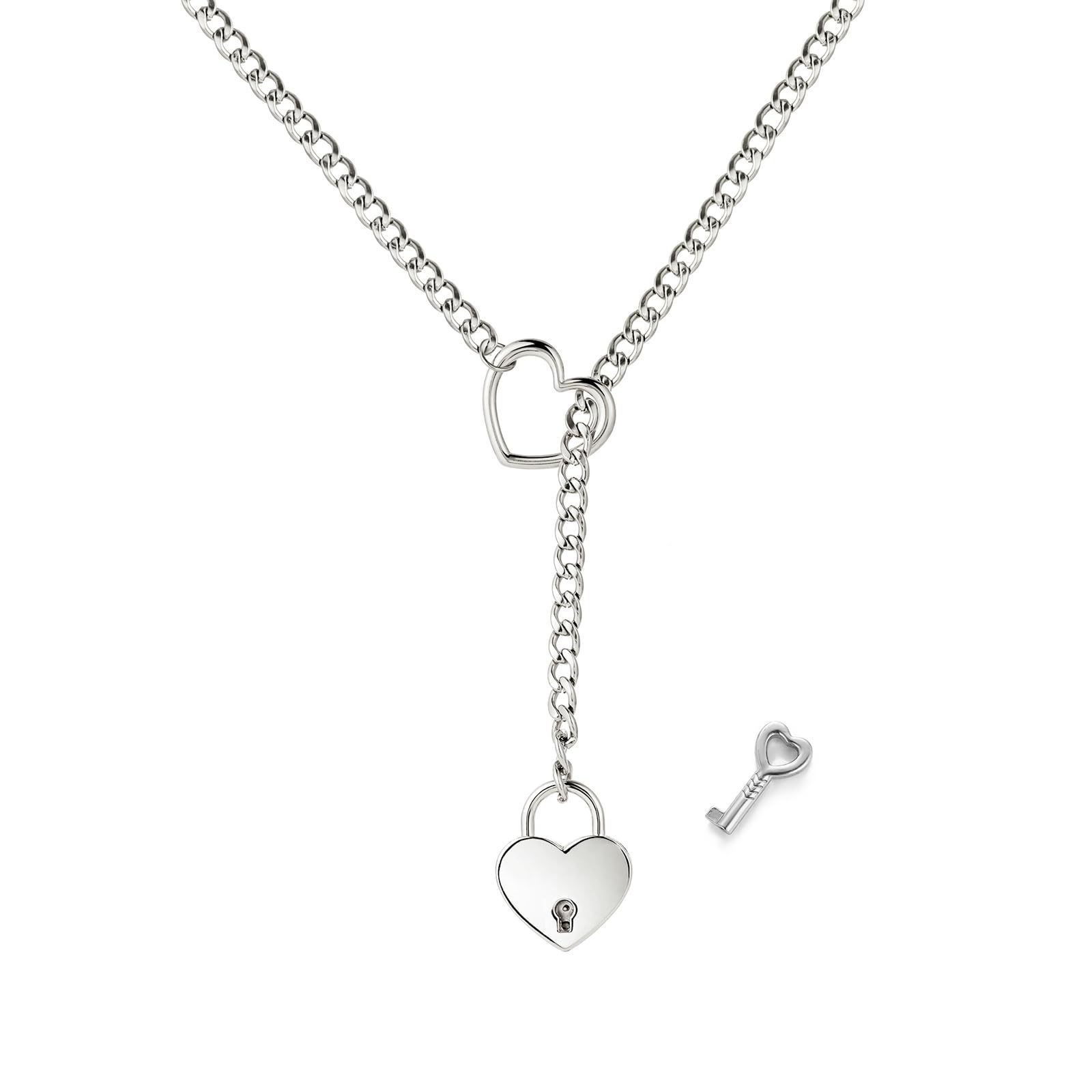 Love Lock Heart Necklace for Women – Romantic Stainless Steel Peach Pendant.