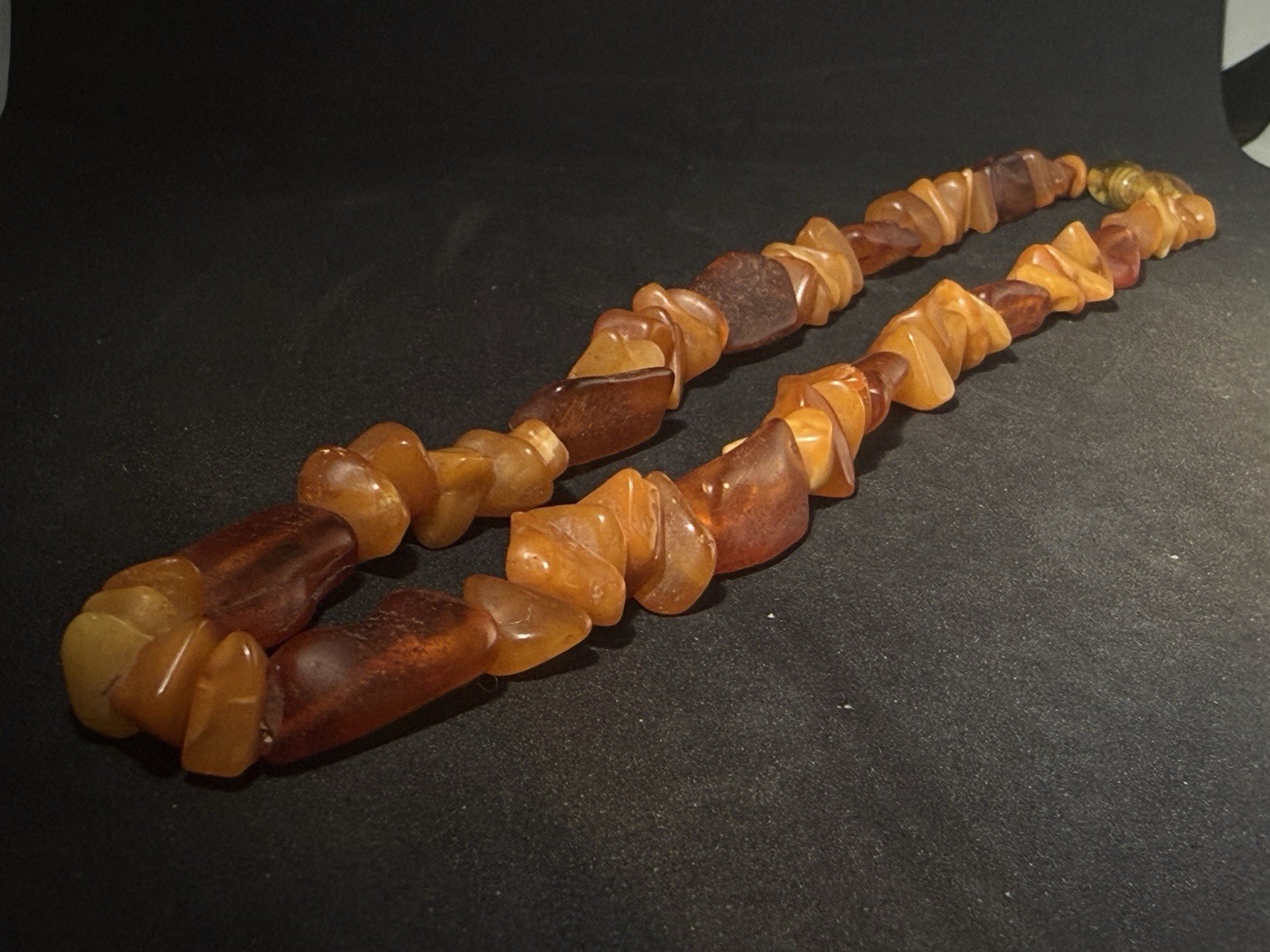 NaturalBaltic Amber Necklace Uncut Slices Egg Yolk & Cognac 18” Lithuania 19.81g