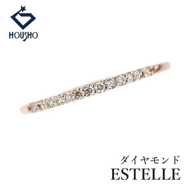 ESTELLE diamond ring K10 Pink Gold Half-eternity ring thin delicate Used 908611