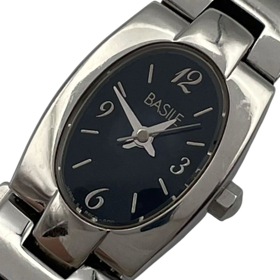 Working New Battery Basile Women’s Watch 3 Hands Black Silver Black Dial Oval Qu
