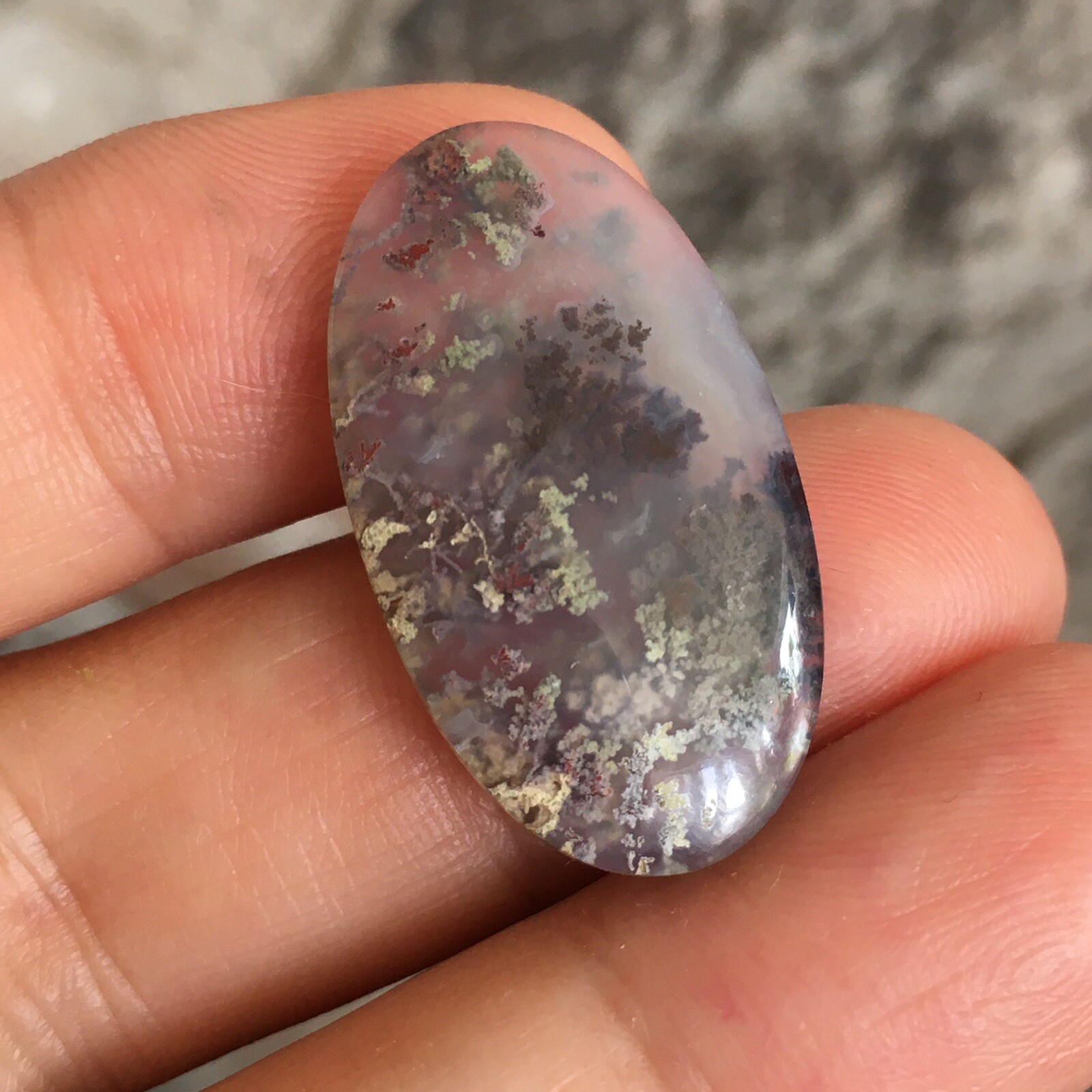 28.5x16x4.9mm Fine Garden Moss Agate Oval Cabochon Loose Picture Stone