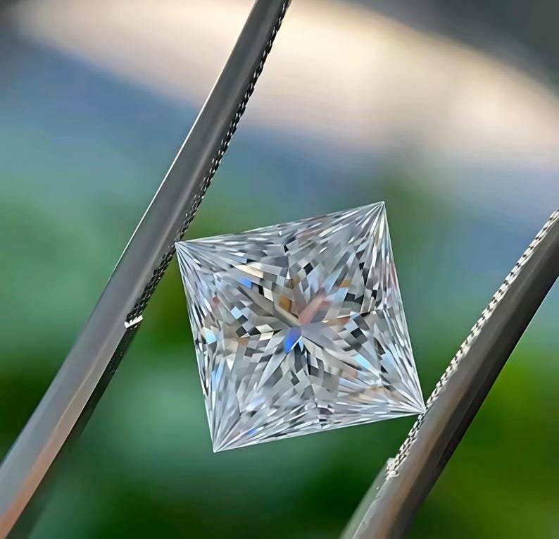 2 Ct Princess Cut Diamond Stone Loose White D Color VVS1 Gemstone +1 free Gift
