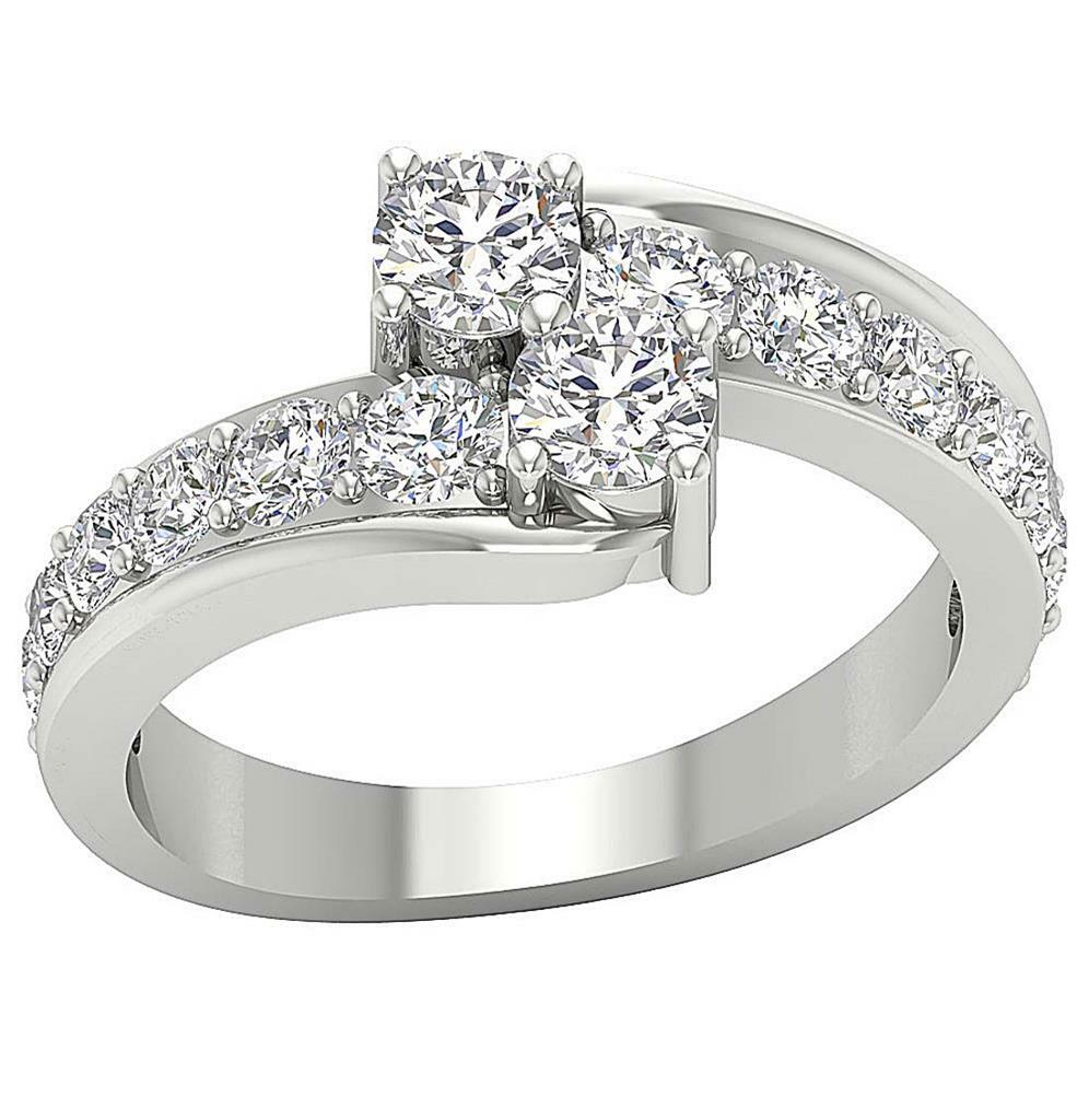 Forever Us Two Stone Journey Solitaire Ring I1 G 2.10Ct Natural Diamond 14K Gold