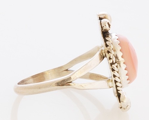 Navajo Handmade Sterling Silver with Pink Conch Shell Ring Size 7