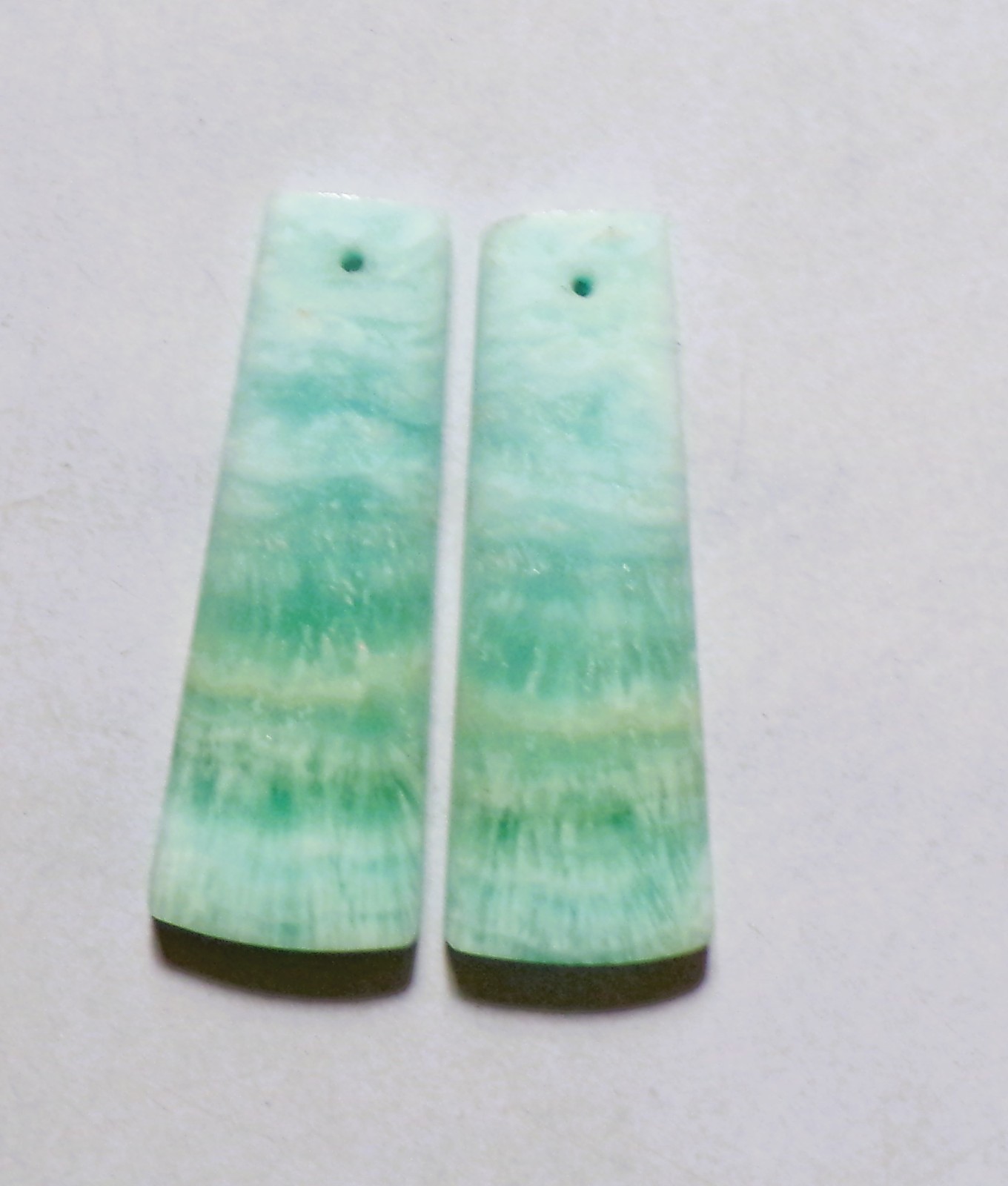40.25 Cts Natural Blue Aragonite Drilled Match Pair Cabochon Gemstone 37X13MM 91