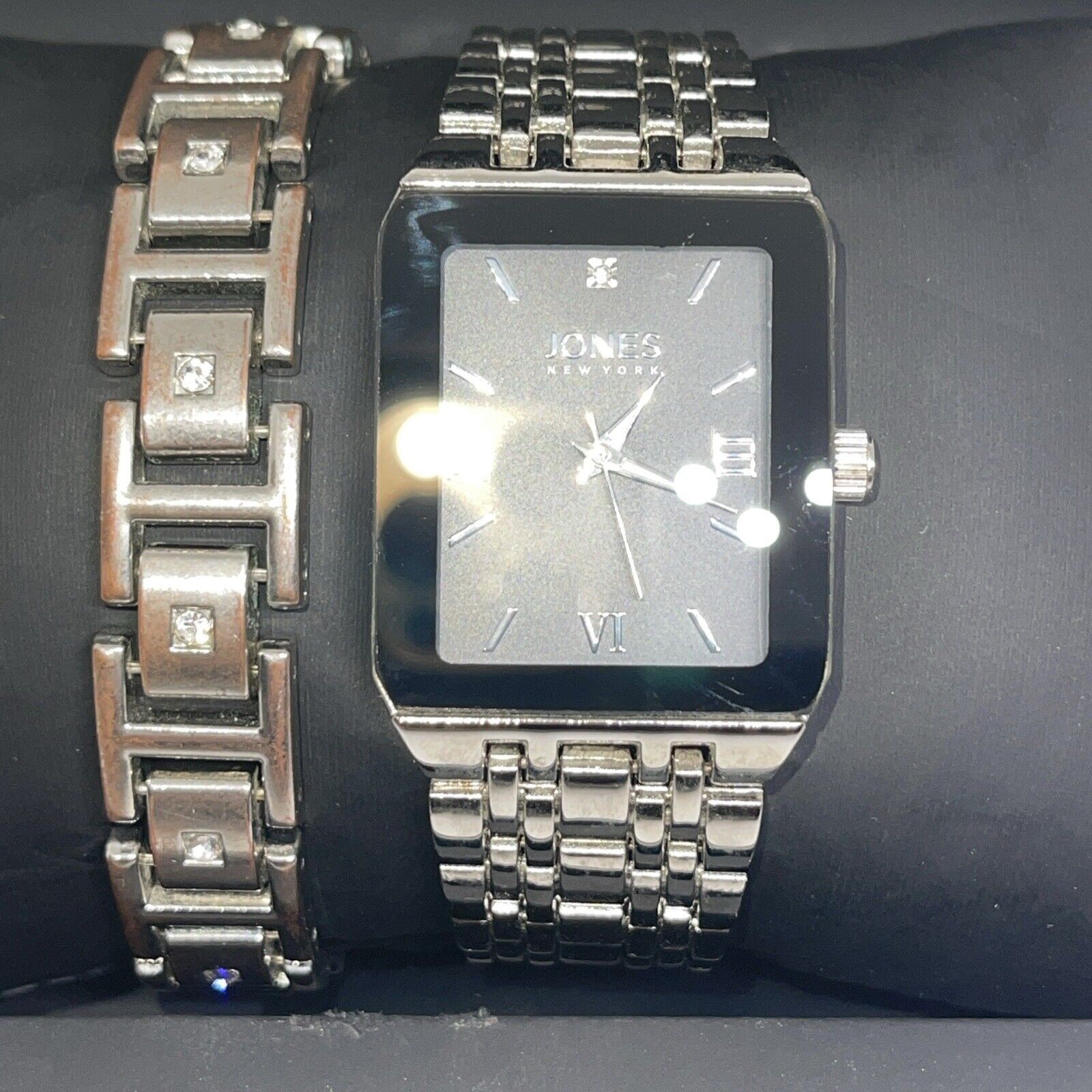 Jones NY Stainless Steel Men’s Watch Bracelet (2 Piece Set)Sleek Stylish Fashion